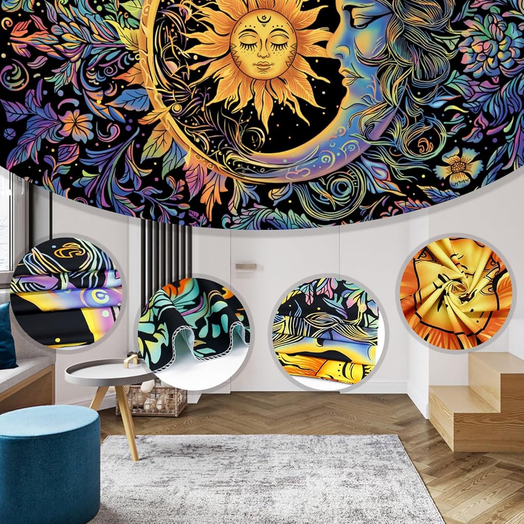 ZIBUYU® Sun and Moon Tapestry Psychedelic