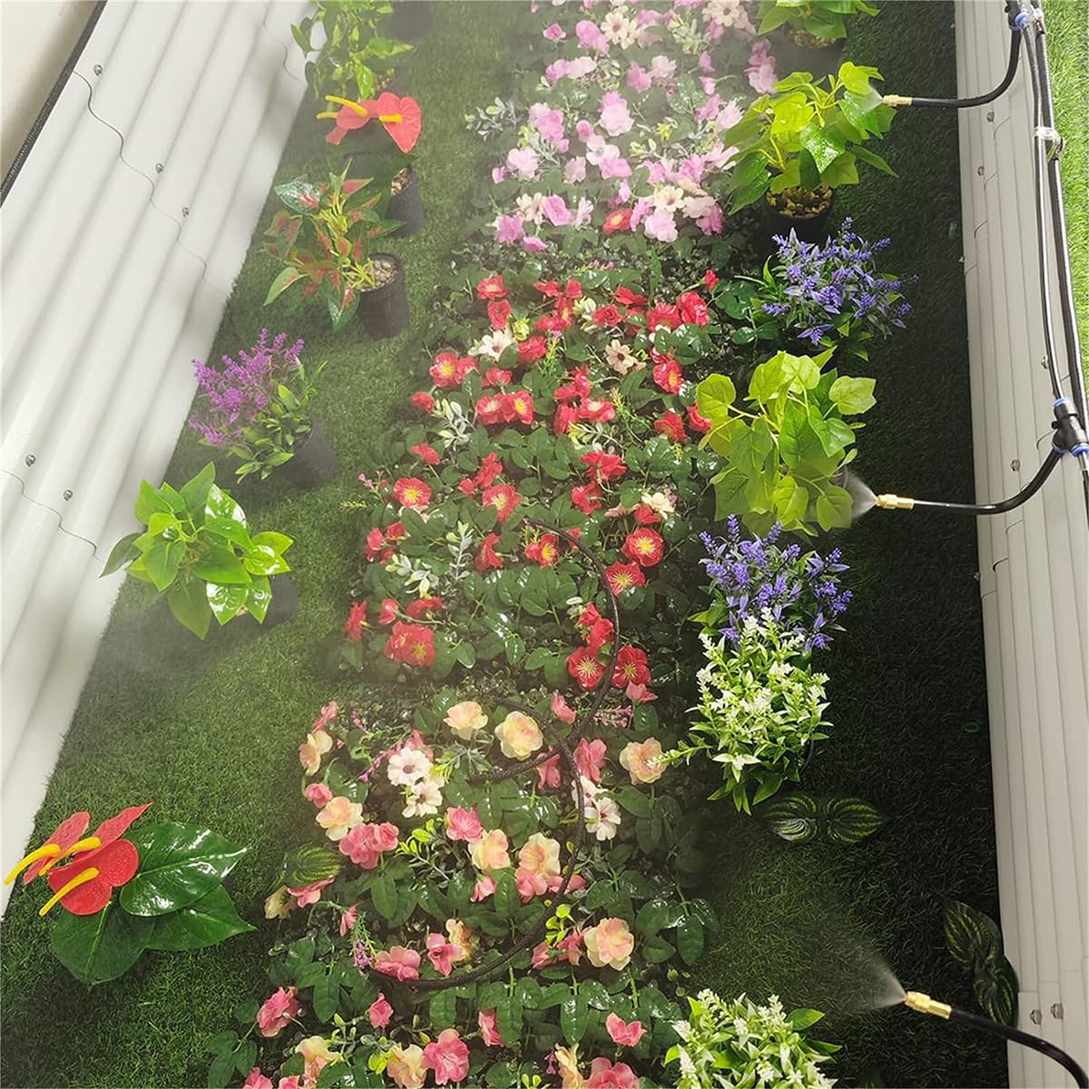 HASTHIP 5pcs Sprinklers for Garden Watering with 4inch Flexible PE Hose, Adjustable Misting Nozzle with 3 Modes for Watering Plant Flower Cooling System Home Irrigation