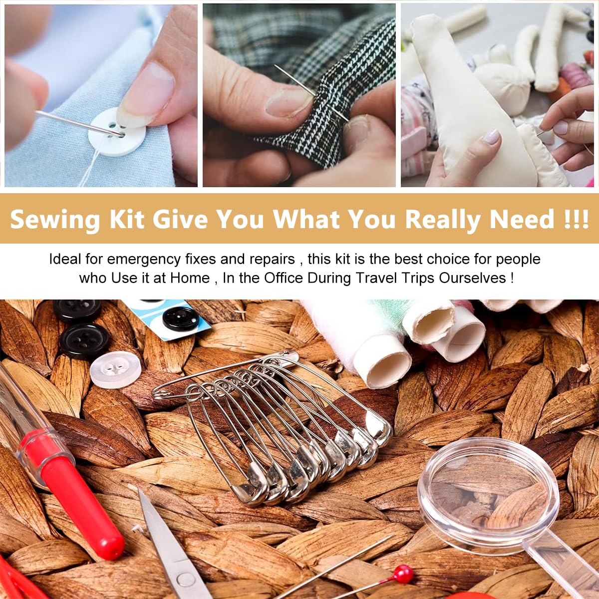 ELEPHANTBOAT Sewing Kit 86pcs Sewing Kit Portable Sewing Kit with Storage Bag Sewing Needle Kit with 18 Spools of Thread, Scissors, Thimble, Threader, Tape Measure
