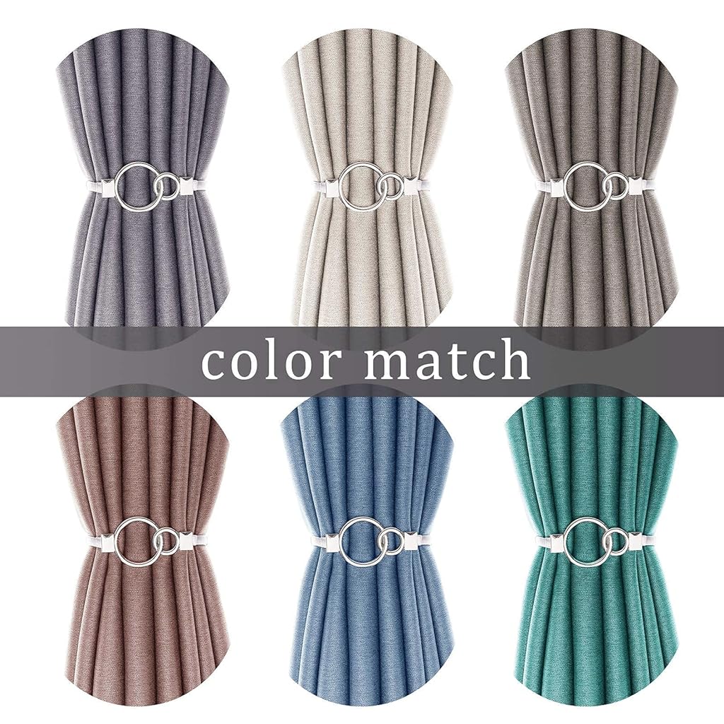 HASTHIP 2 Pcs Curtain Tiebacks Curtain Holdbacks Adjustable Decorative Alloy Curtain Straps Curtain Clip Buckle for Home Office Kitchen (Sliver)
