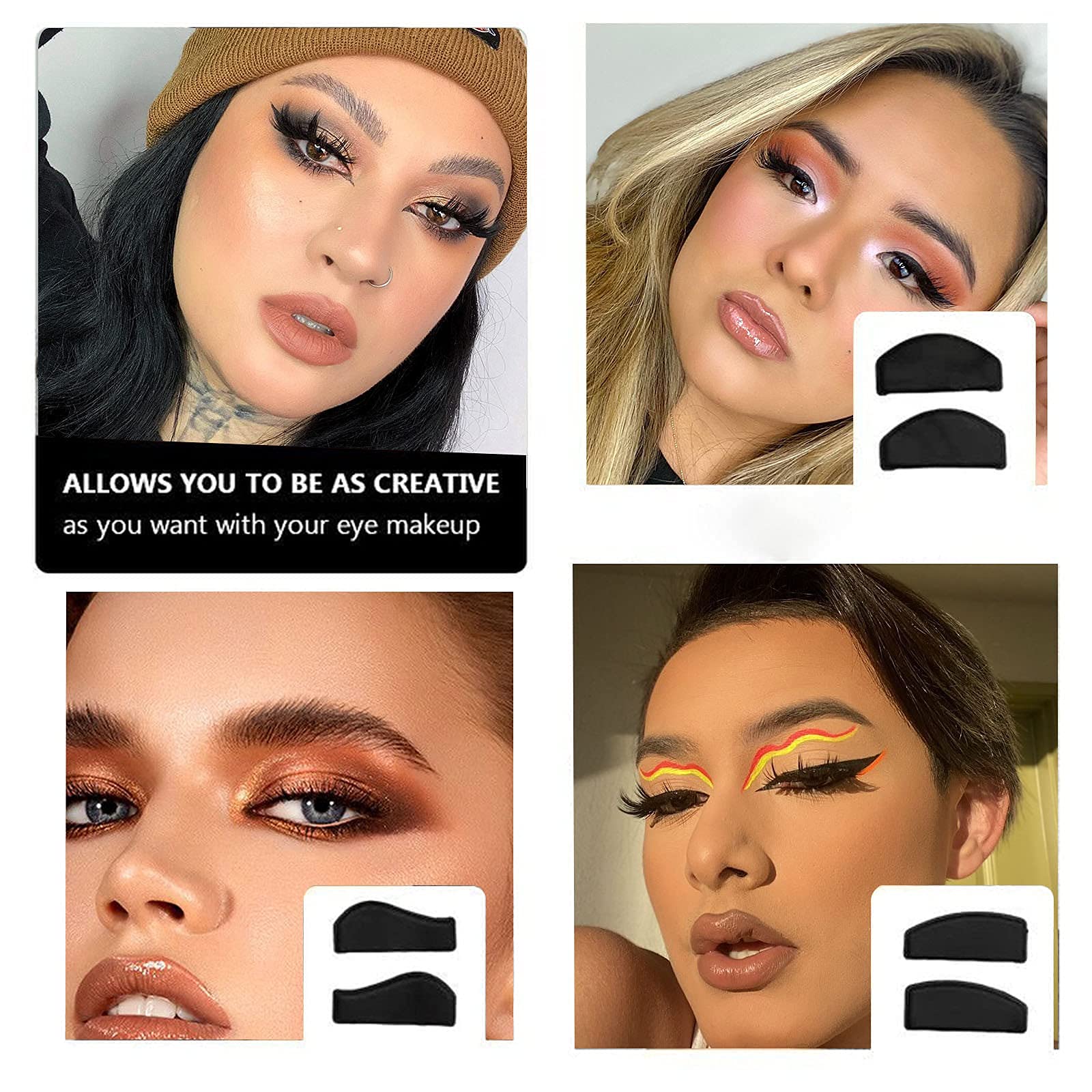 MAYCREATE 6 in 1 Eyeshadow Crease Line Kit, Silicone Eyeshadow Palette Tamp, Eyeshadow & Eyeliner Applicator, Lazy Eyeshadows Fixer, Quick Eye Makeup Tool for Beginners