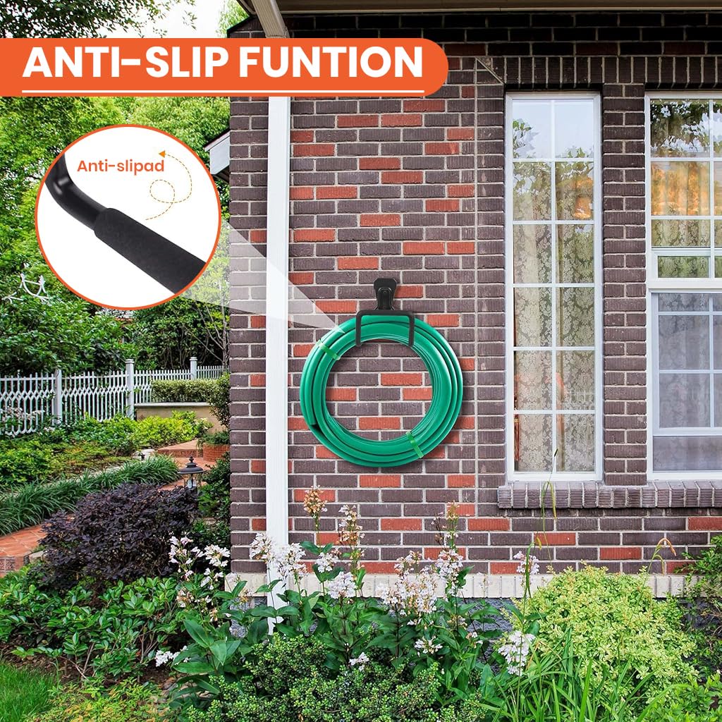 Serplex 2Pcs Garden Hose Hook Screw Fixed Garden Hose Holder Hook Heavy Duty Steel Wall Hose Management Hook 110lbs Loading Capacity Garden Hose Reel Hose Stand for Max 150ft Hose