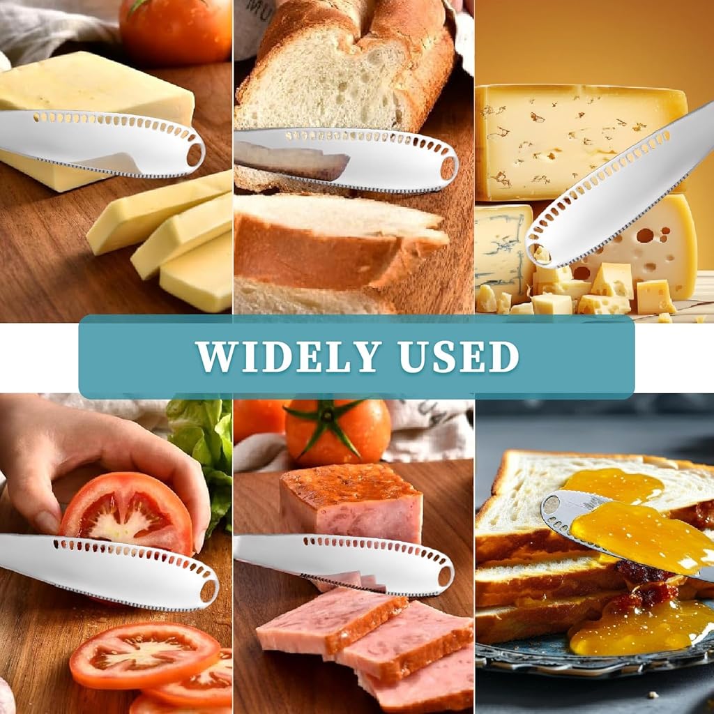 HASTHIP® 2 Pcs Butter with Holes, 3 in 1 Stainless Steel Spreader Knife, Cold Butter Spreader