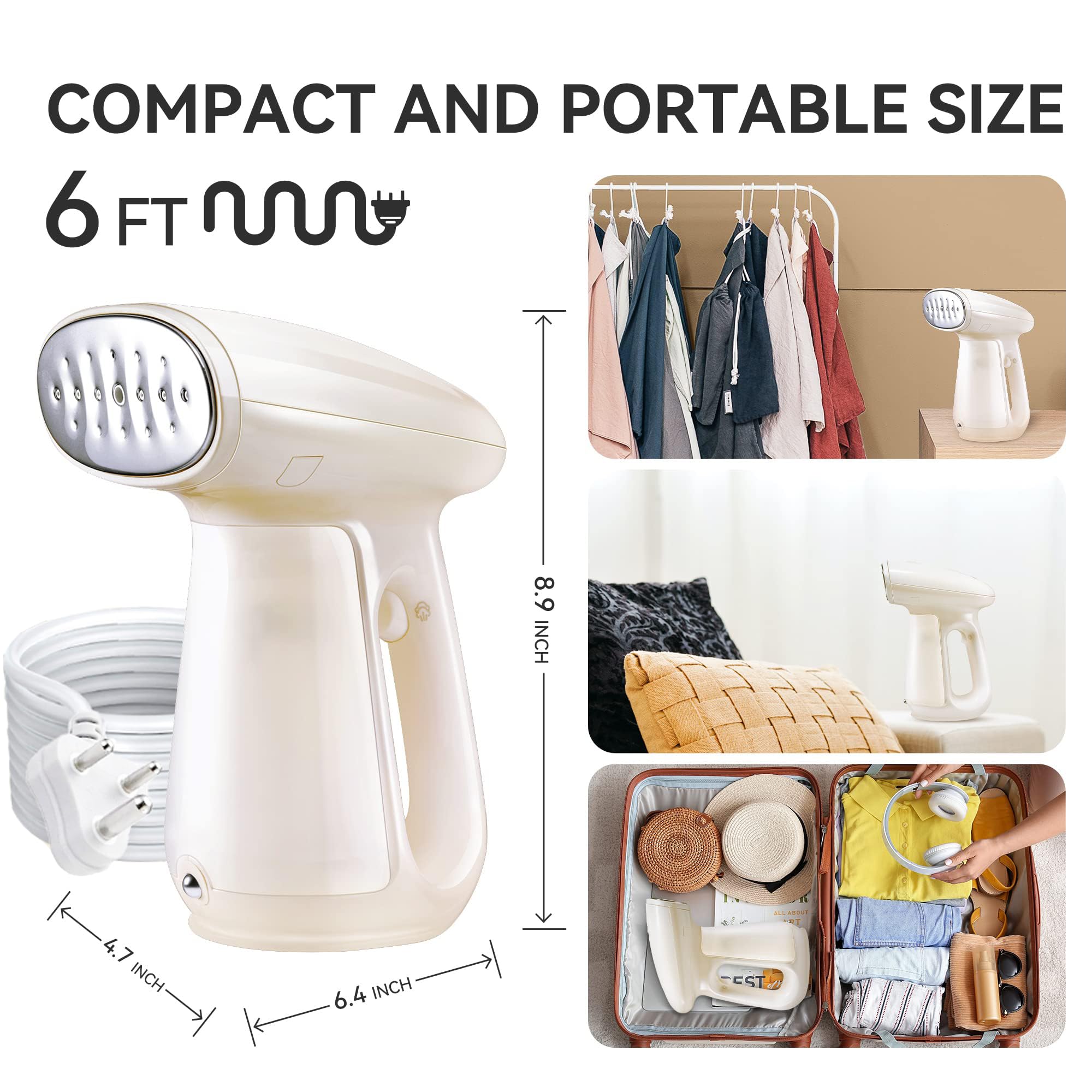 Bear Garment Steam Iron for Clothes 1300W Fast Heat-up Portable Steam Iron Handheld Lightweight Cloth Wrinkles Remover Travel Iron Mini Hand Steamer for Clothes Built-in Aromatherapy Box with Brush