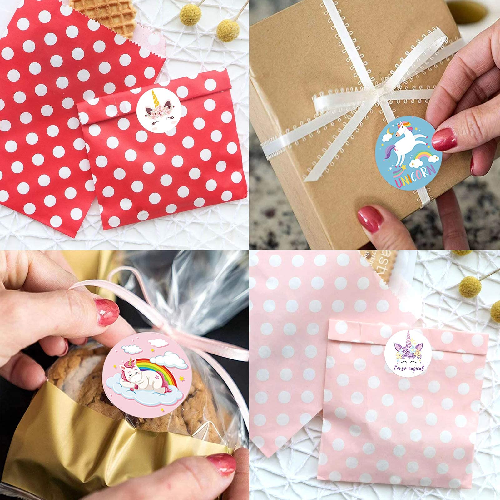 HASTHIP 1000 Pieces Unicorn Stickers for Kids Label Stickers DIY Stickers 1 inch Self Adhesive Decoration Stickers for School/Birthday/Party/Book/Gift Bag Decorations