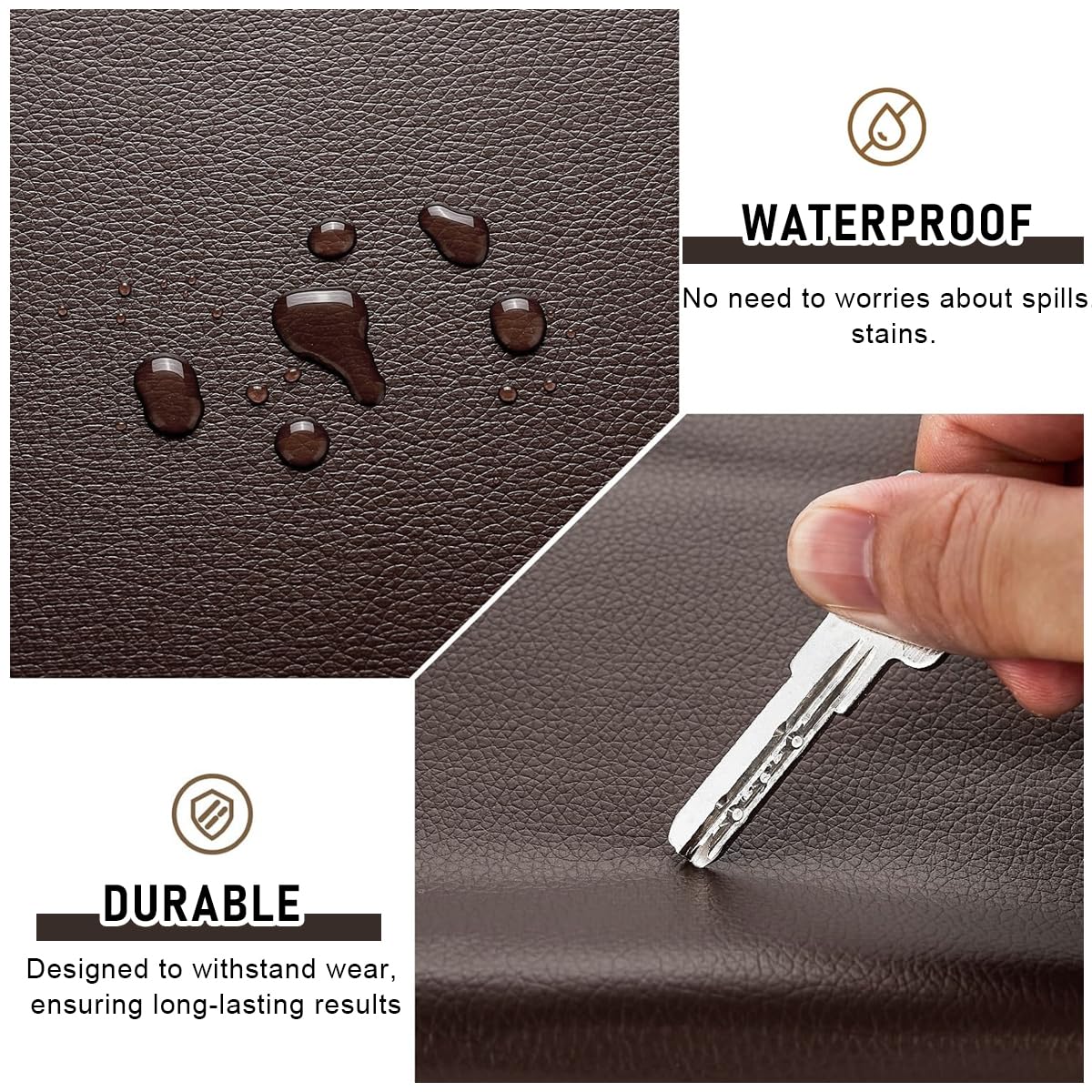 HASTHIP PVC Leather Repair Patch Self Adhesive PVC Leather Repair Patch Cuttable Leather Repair Patch for Car Seats, DIY Leather Crafts, 78x17 Inches, Dark Brown