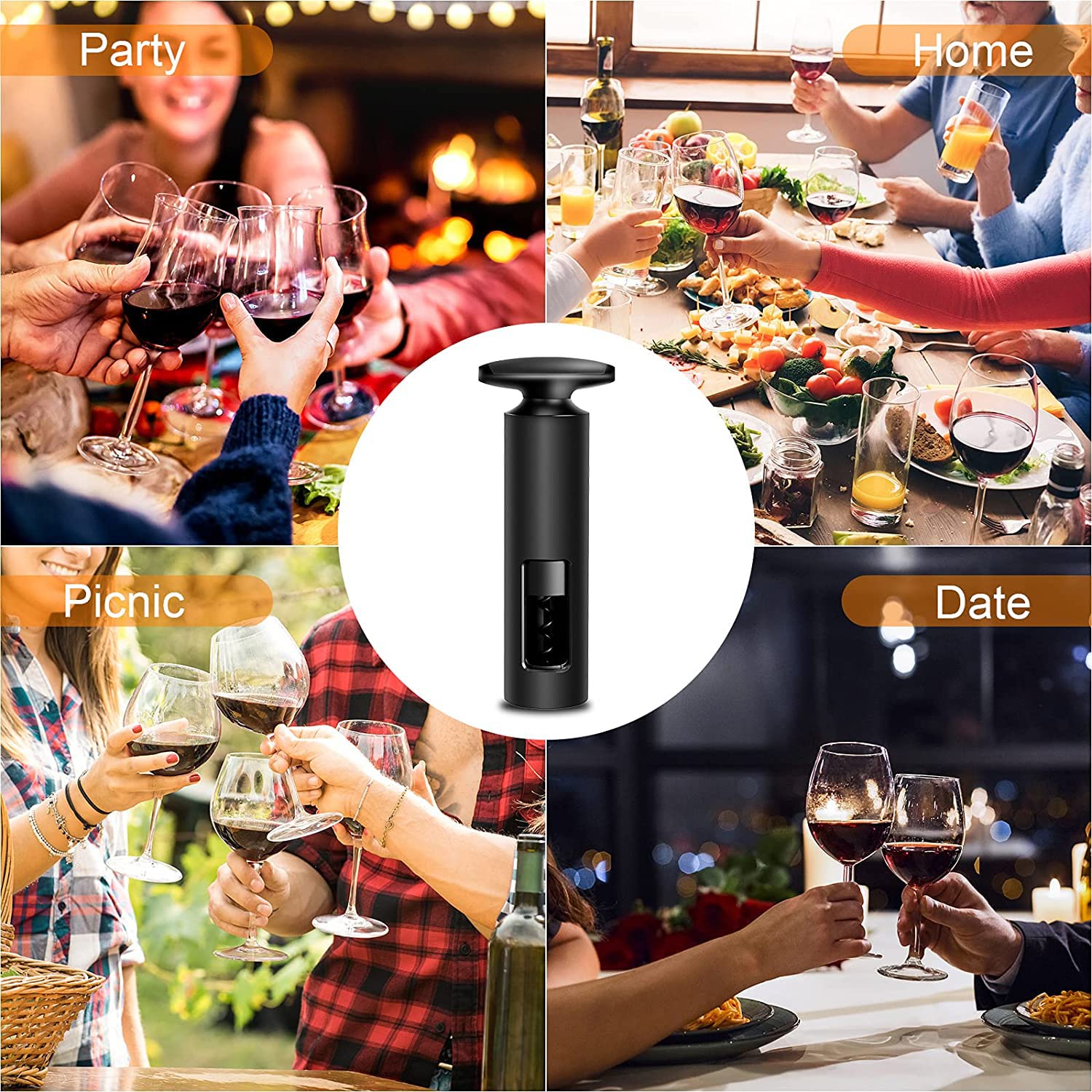 HASTHIP® Black Reusable ABS T Shape Handle Manual Wine Bottle Opener Corkscrew with Foil Cutter for Home,Kitchen,Party,Restaurant,Bar Without Charing