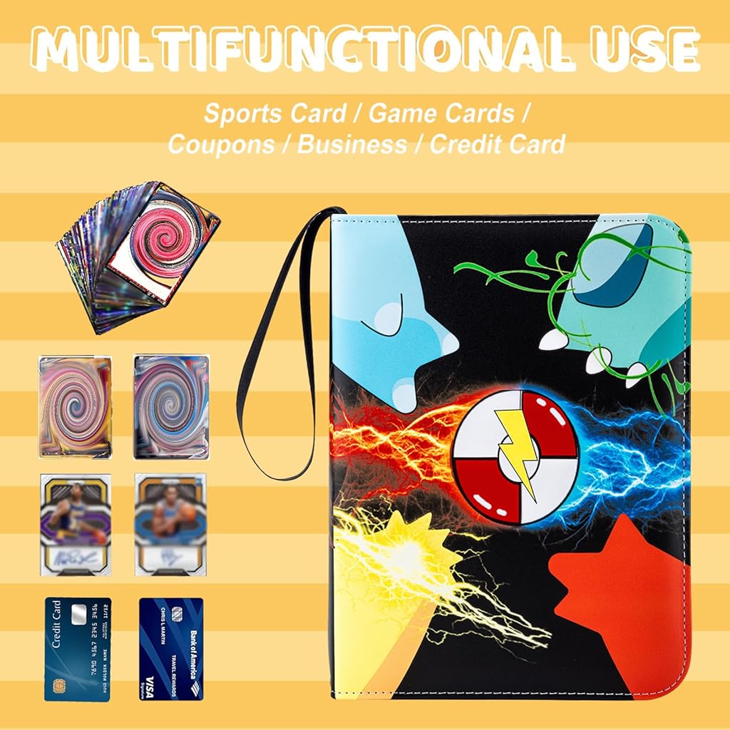 PATPAT Poke-mon Game Card Binder for 400 Cards Trading Cards Holder Organizer, Poke-mon Cards Collection Bag Game Cards Binder Case, Game Cards Case Gifts for Kids Boys Girls