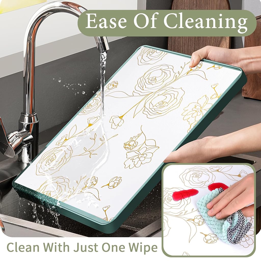 HASTHIP® 45cm x 300cm Non Adhesive Drawer Liner Gold Floral Thickened Shelf Liner Paper Strong Non-Slip Easy to Clean for Tool Box Refrigerator with Small (Random)