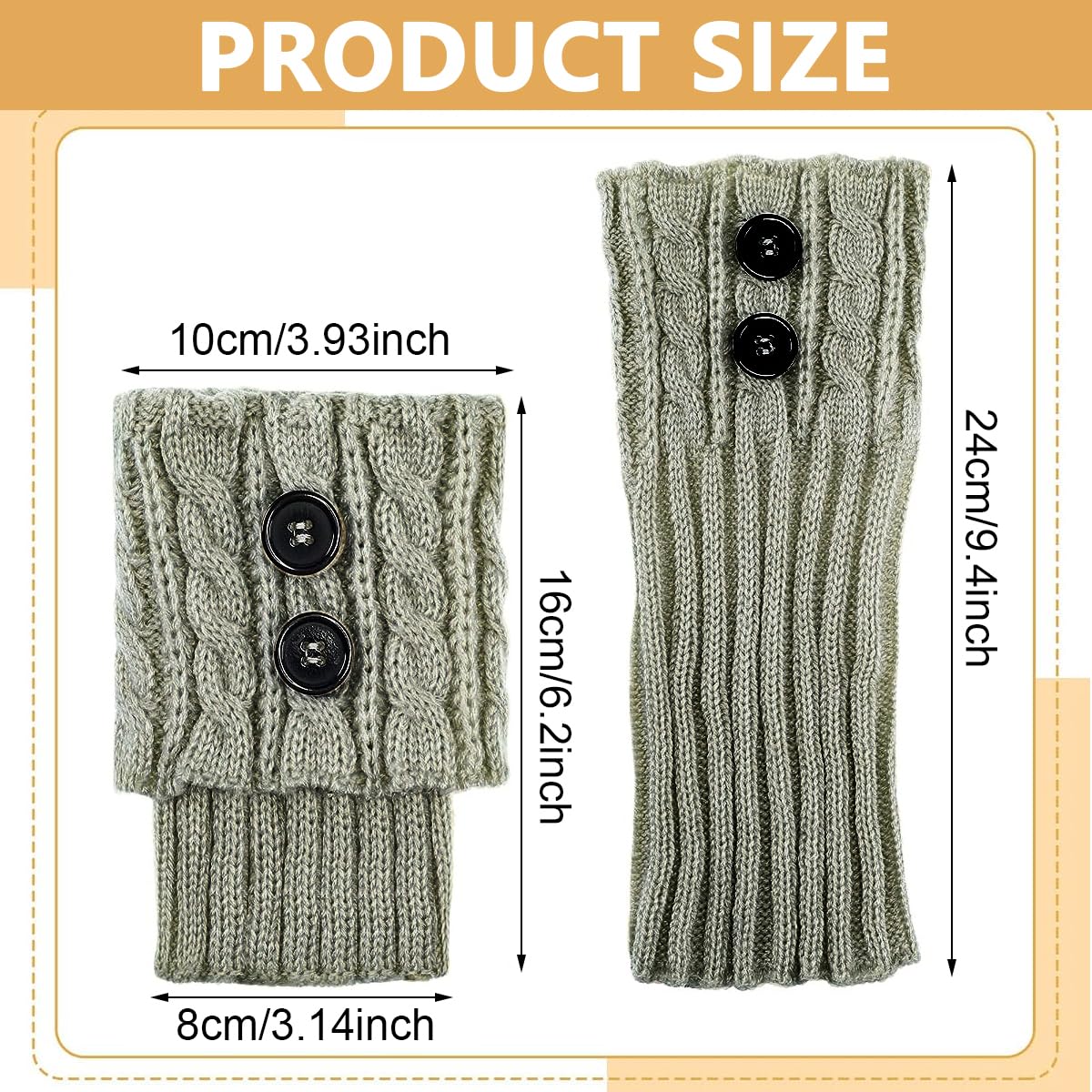 PALAY Winter Warm Boot Cuffs Short Leg Warmers for Women, Stretchy Crochet Knitted Boot Topper Socks, Fashion Leg Cuff for Girls - 1 Pair, Grey