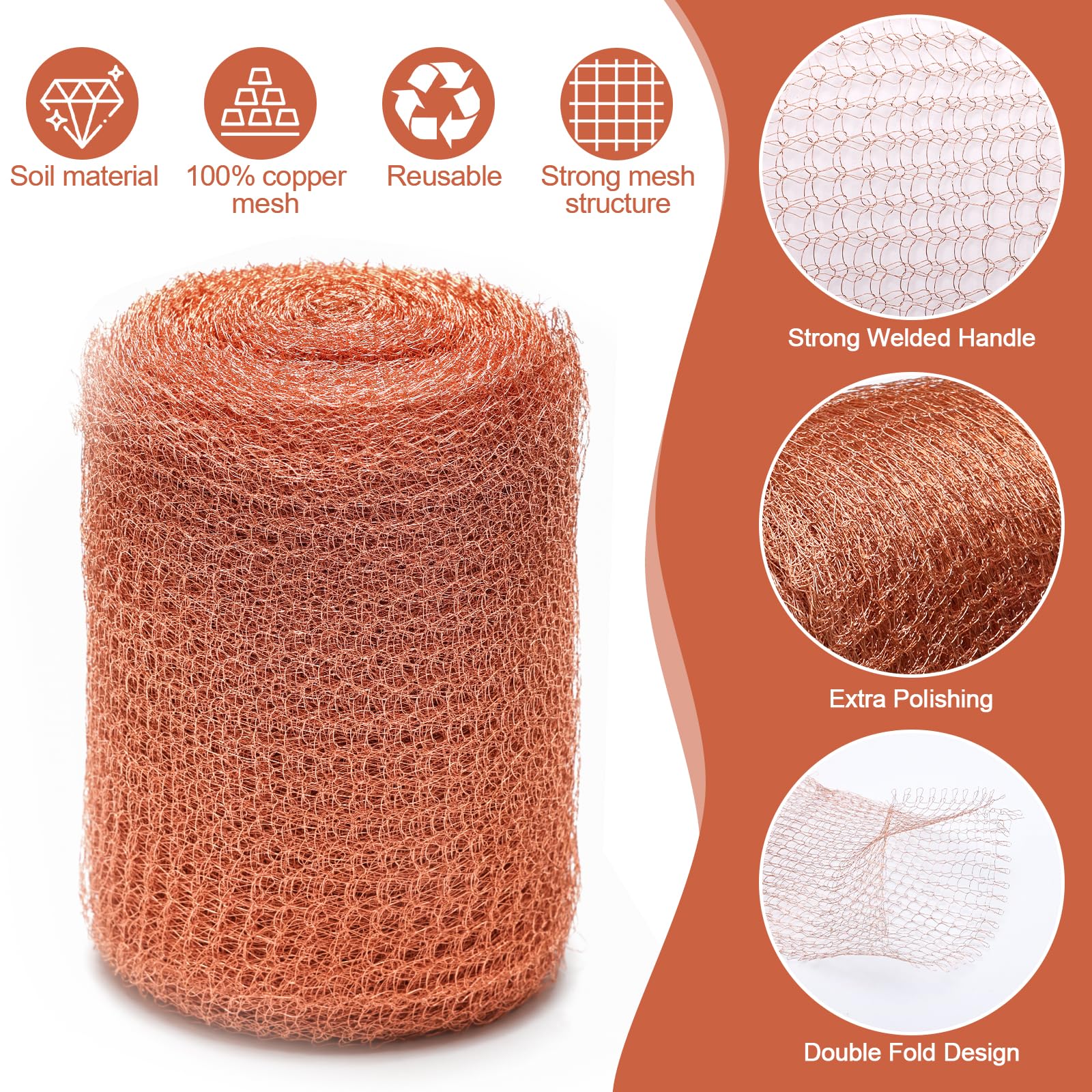 Supvox Copper Mesh for Electromagnetic Interference 5 Inches x 9.8 Feet RFI Shielding Copper Mesh Screen Copper Mesh Sheet Cuttable Copper Mesh Screen for Gardening Shield, Filtration