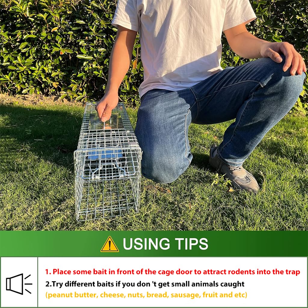 Proberos Live Animal Cage Trap, One-Door Animal Trap forRabbits, Stray Cat, Squirrel, Raccoon, Mole, Release Cage with Handle for Urban Wildlife Rescue 24