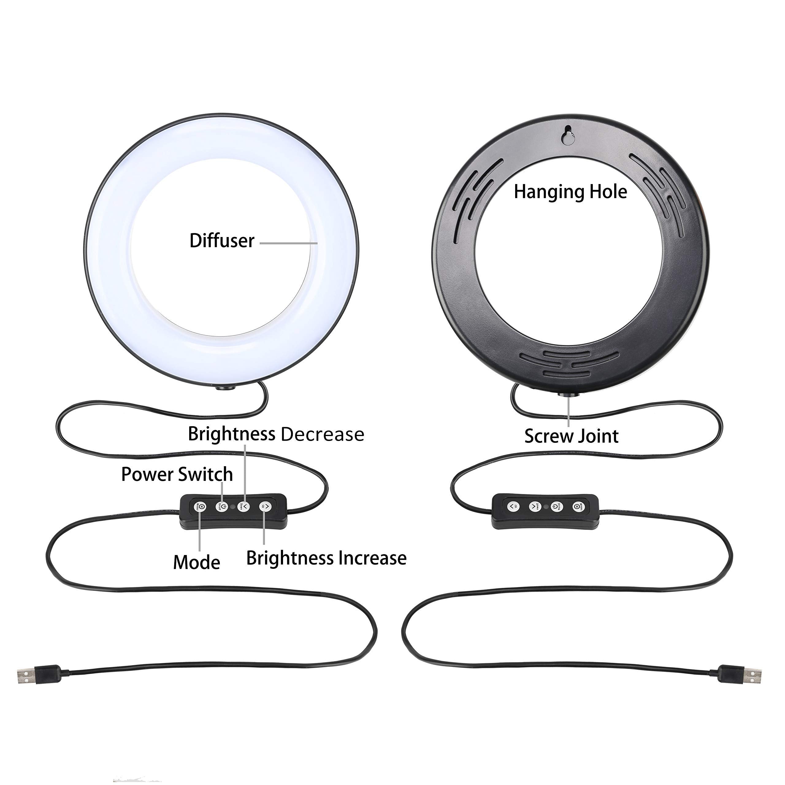 Verilux Selfie Ring Light for Phone Video Shooting Makeup YouTube Portrait Photography with Mini Tripod and Bluetooth Remote Control