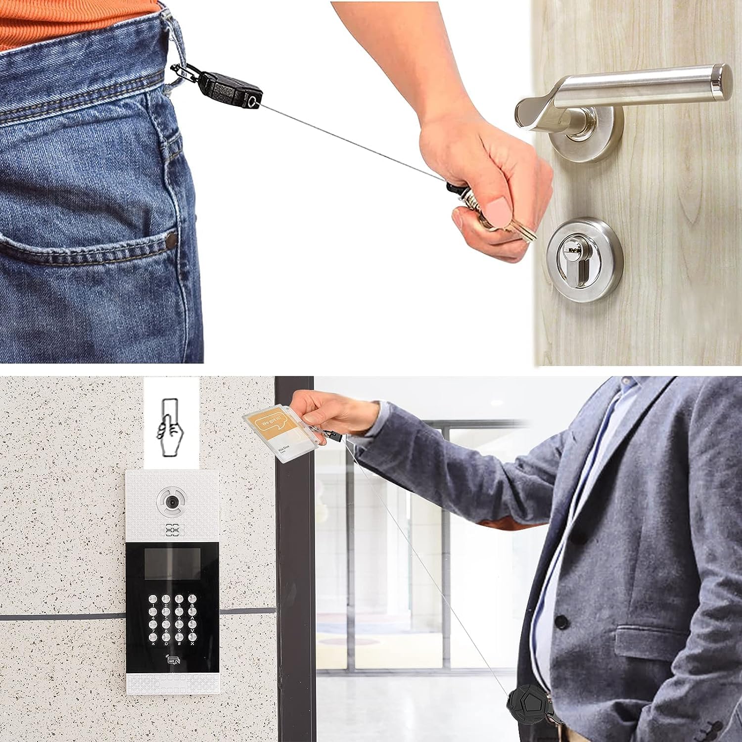 HASTHIP Heavy Duty Retractable Keychain with Carabiner, Retractable ID Badge Holder Clip Retractable Badge Reel with 31.7