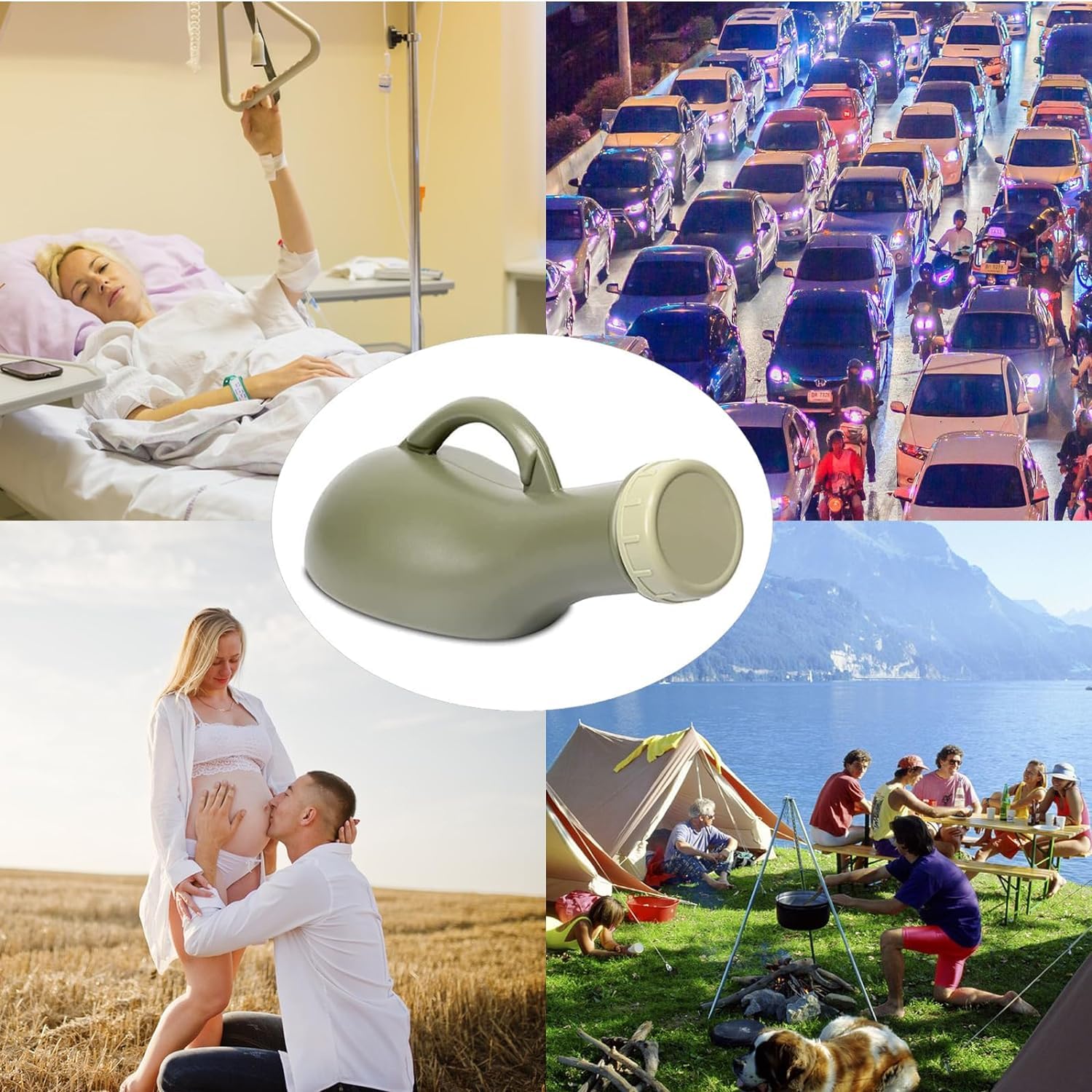 HANNEA Urinal Travel Toilet Urinal Bottles with Funnel Pee Bottle Urinals Unisex Portable Urine Bottle Pee Container Car Travel Camping, 1000ML