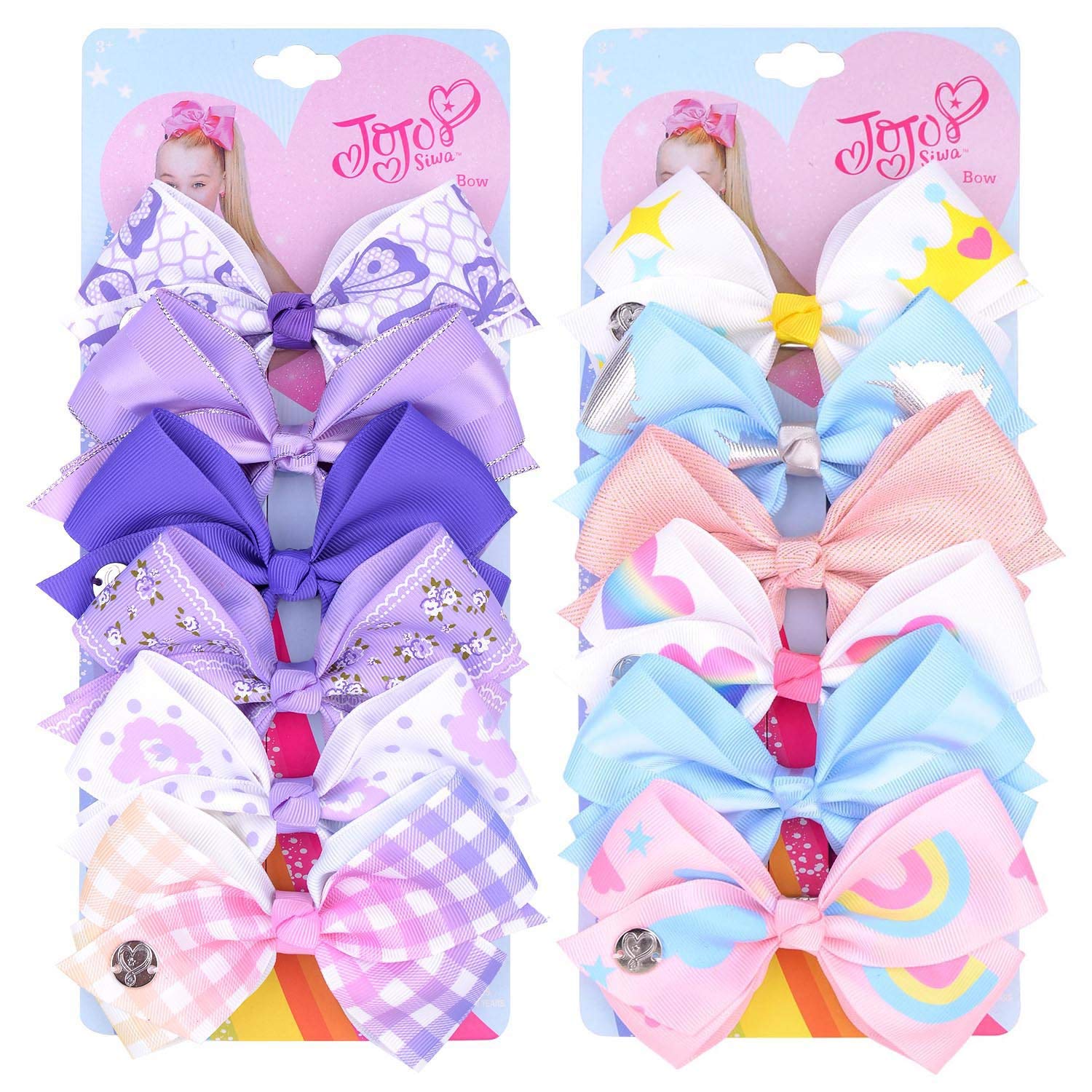 PALAY 6 Pcs Hair Bows for Kids Girls, Unicorn Bow Hair Clips for Girls Hair Accessories Stylish Grosgrain Ribbon and Barrettes Alligator Clips Gift