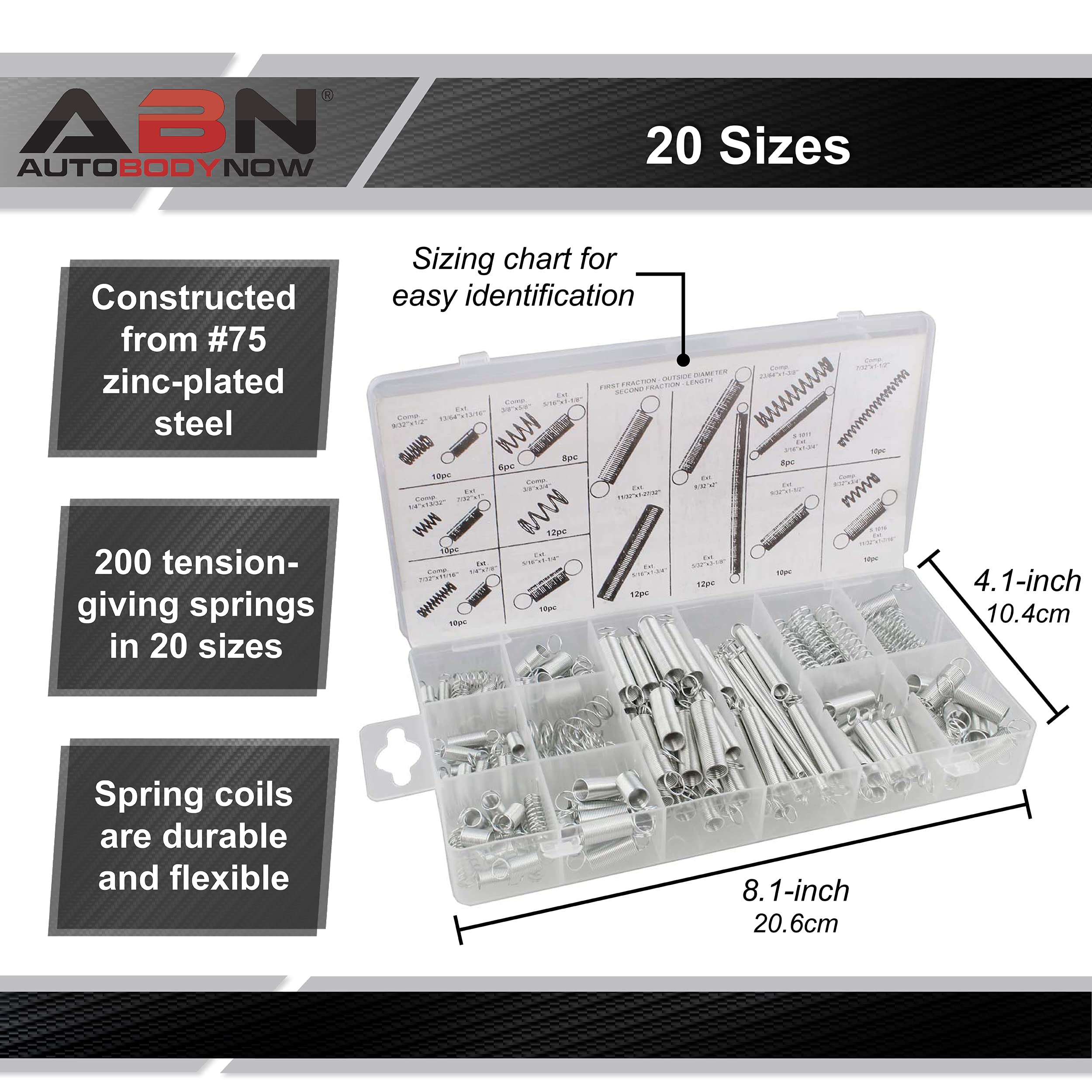 ZIBUYU Springs Extension of Zinc Plated Compression Tension Springs for Projects Repair Tool Assortment Kit for 3D Printer, Machine DIY or Home Repairs, Silver - 200 Pcs