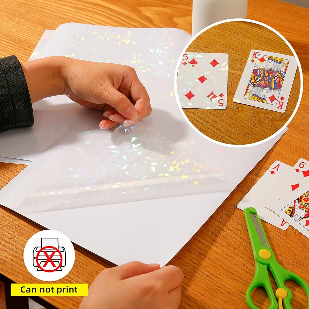OFIFO® Holographic Sticker Paper - 36 Waterproof Vinyl Sheets with 6 Rainbow Patterns, DIY Craft & Festival Project Essential, 8.5x11 Inch Multicolor