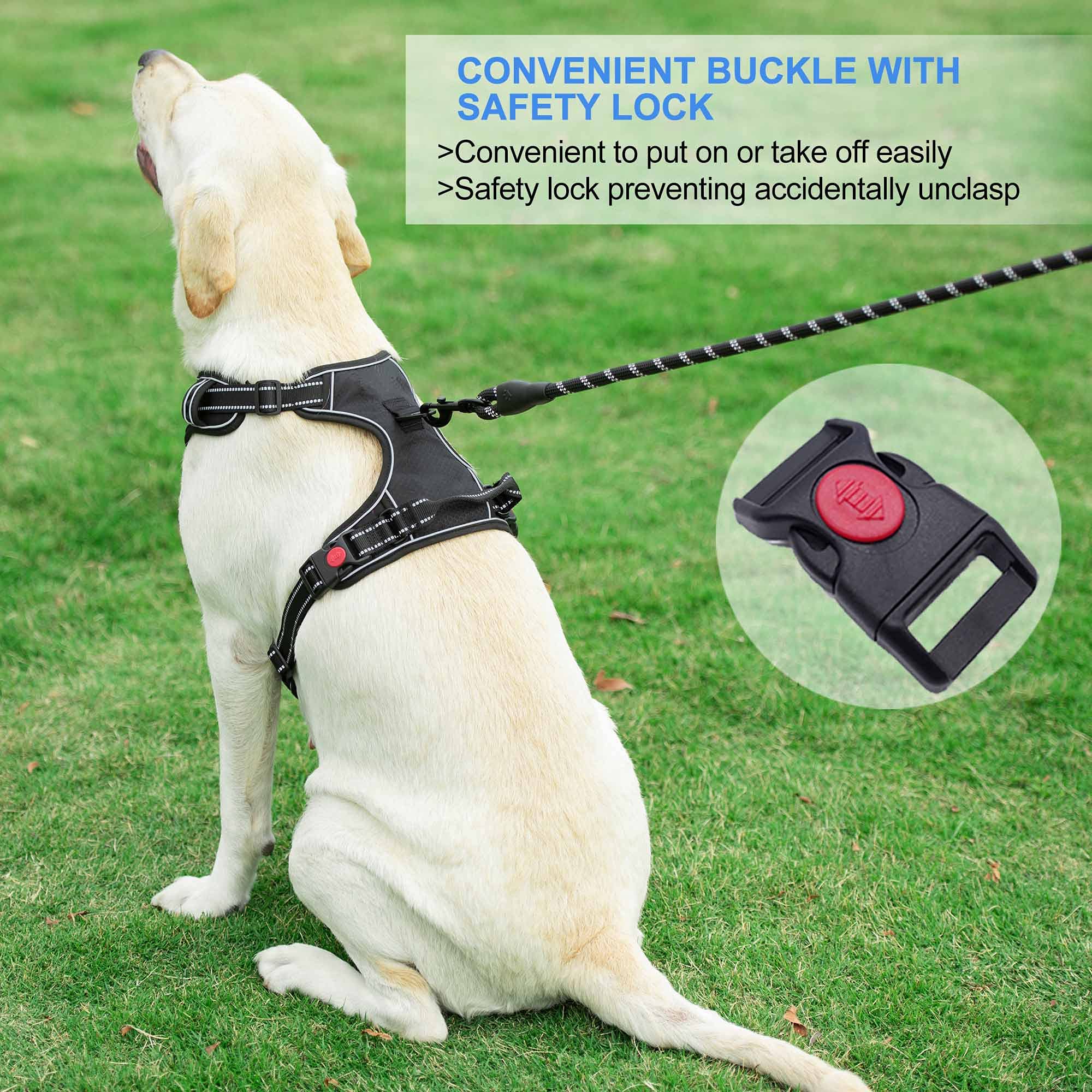 Qpets Dog Vest Dog Harness for Large Dog with 1.5m Dog Leash Dog Harness with Pulls Handle for Guide Dog, Large Dog, Adjustable Dog Vest Harness with Quick Release Buckle (Suitable 32.5-50kg)