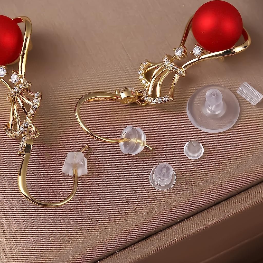 MAYCREATE 550Pcs Earring Backs for Ear Studs, 6 Styles Silicone Rubber Earring Stopper with Box, Soft Clear Earring Clutch Backing Replacement Kits for Fish Hook Earring Studs Hoops