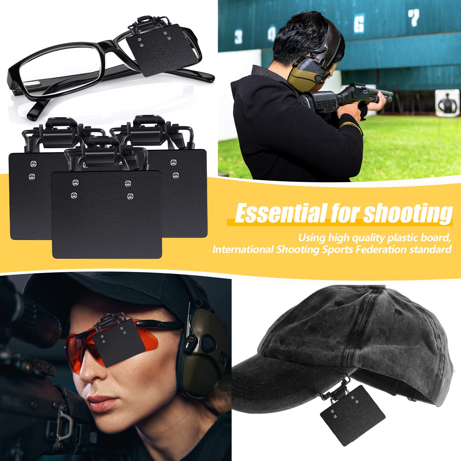 Proberos 1Pcs Professional Shooting Glasses Patch 2.36x1.97inches Large Shooting Patch Resin Black Eye Patch for Glasses Blinders Occluder Clip on Blinder for Shooting Glasses, Cap
