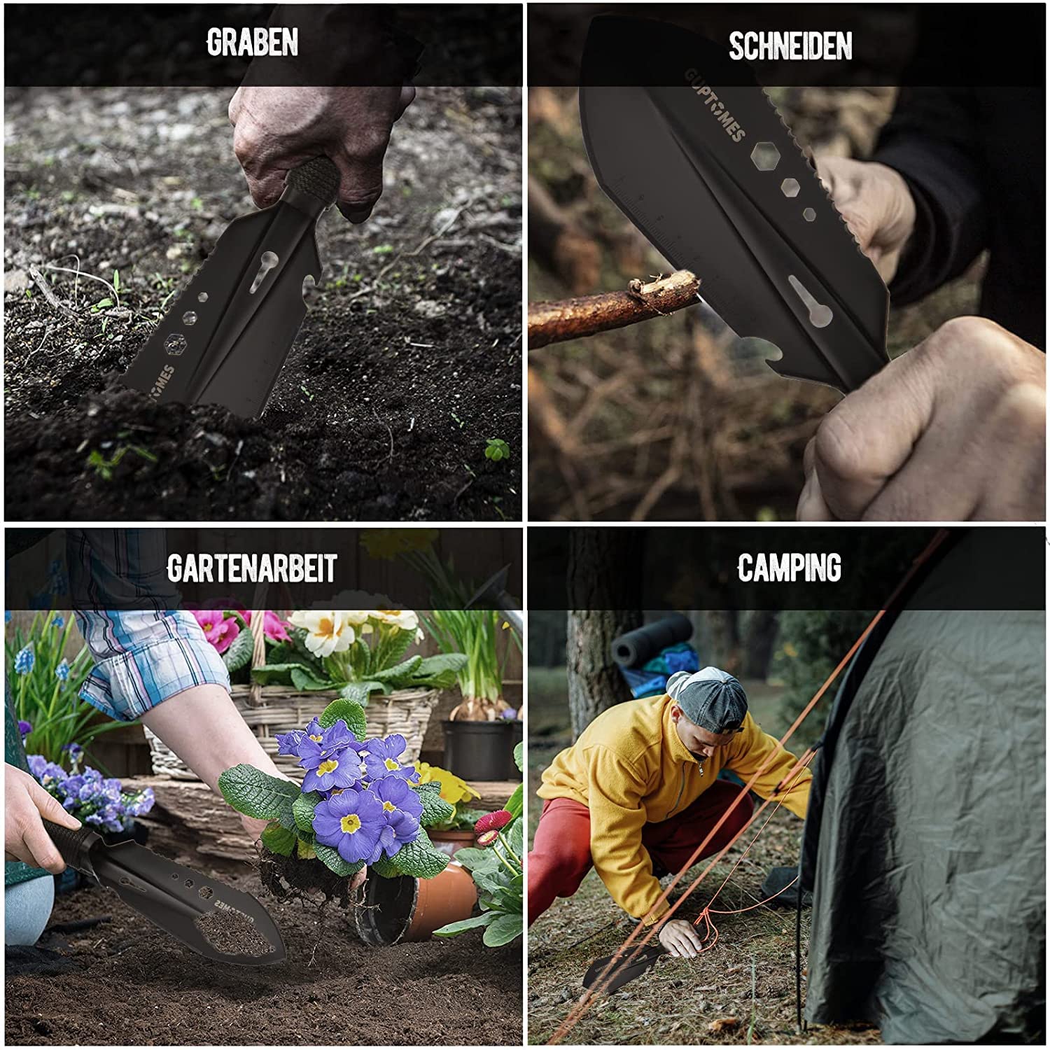 HASTHIP All-in-One Sturdy Multifunction Gardening Shovel, Durable Versatile Digging Tool with Firm Grip Ideal for Compost Mixing, Agriculture, Plant Care & Gifting (Multi-Tool Design)