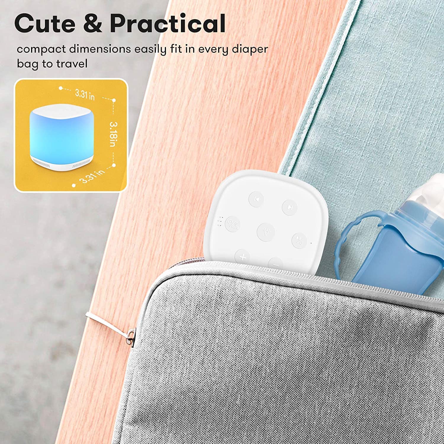 HASTHIP White Noise Machine for Baby Sleep Aid 1800mAh LED Night Light White Noise Therapy Machine for Adults with 34 Natural Soothing Melody Adjustable 3 Timer Function White Noise Sounds Machine