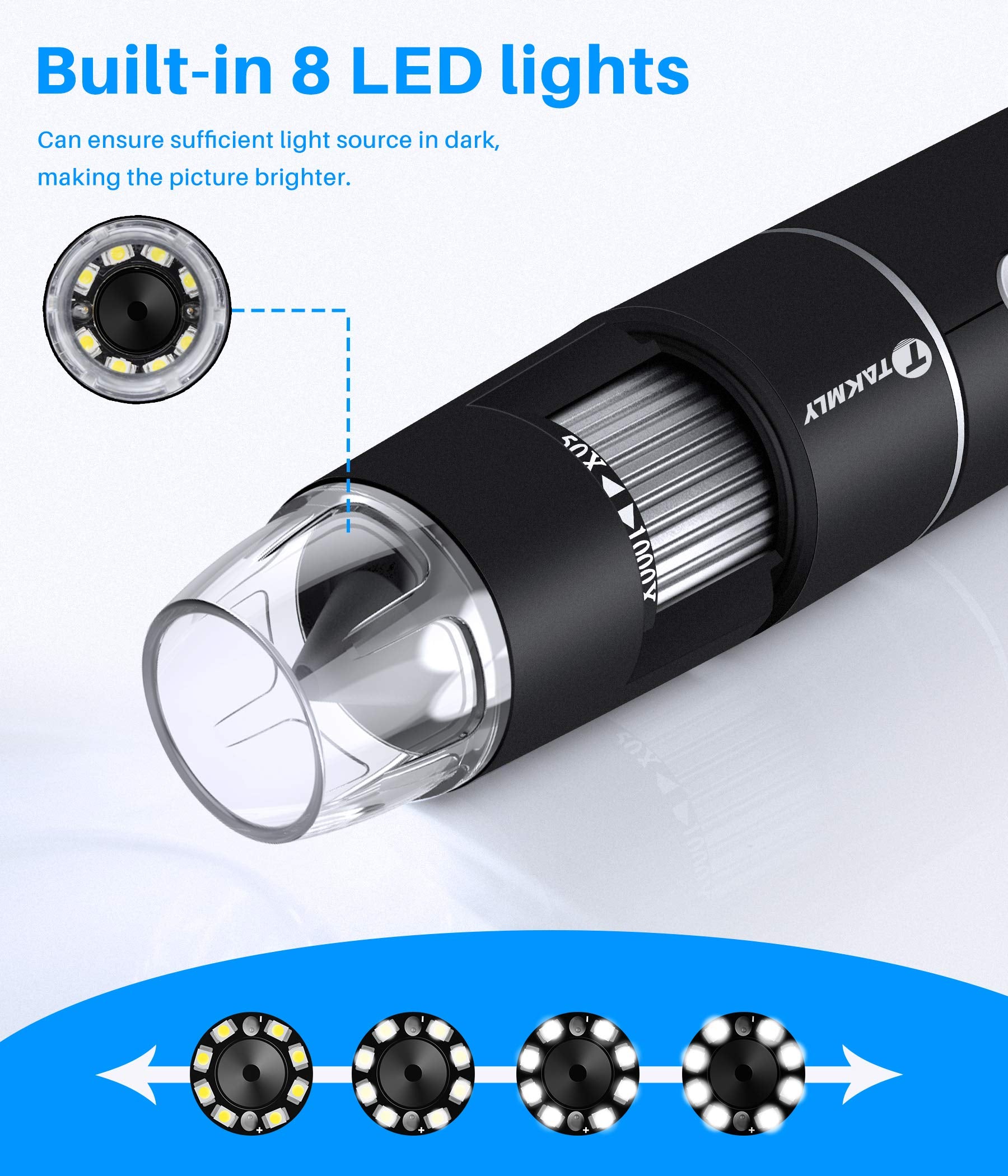 Verilux WiFi Digital Microscope Handheld USB HD Inspection Camera 50x-1000x Magnification with Stand Compatible with iPhone, iPad, Samsung Galaxy, Android, Mac Windows