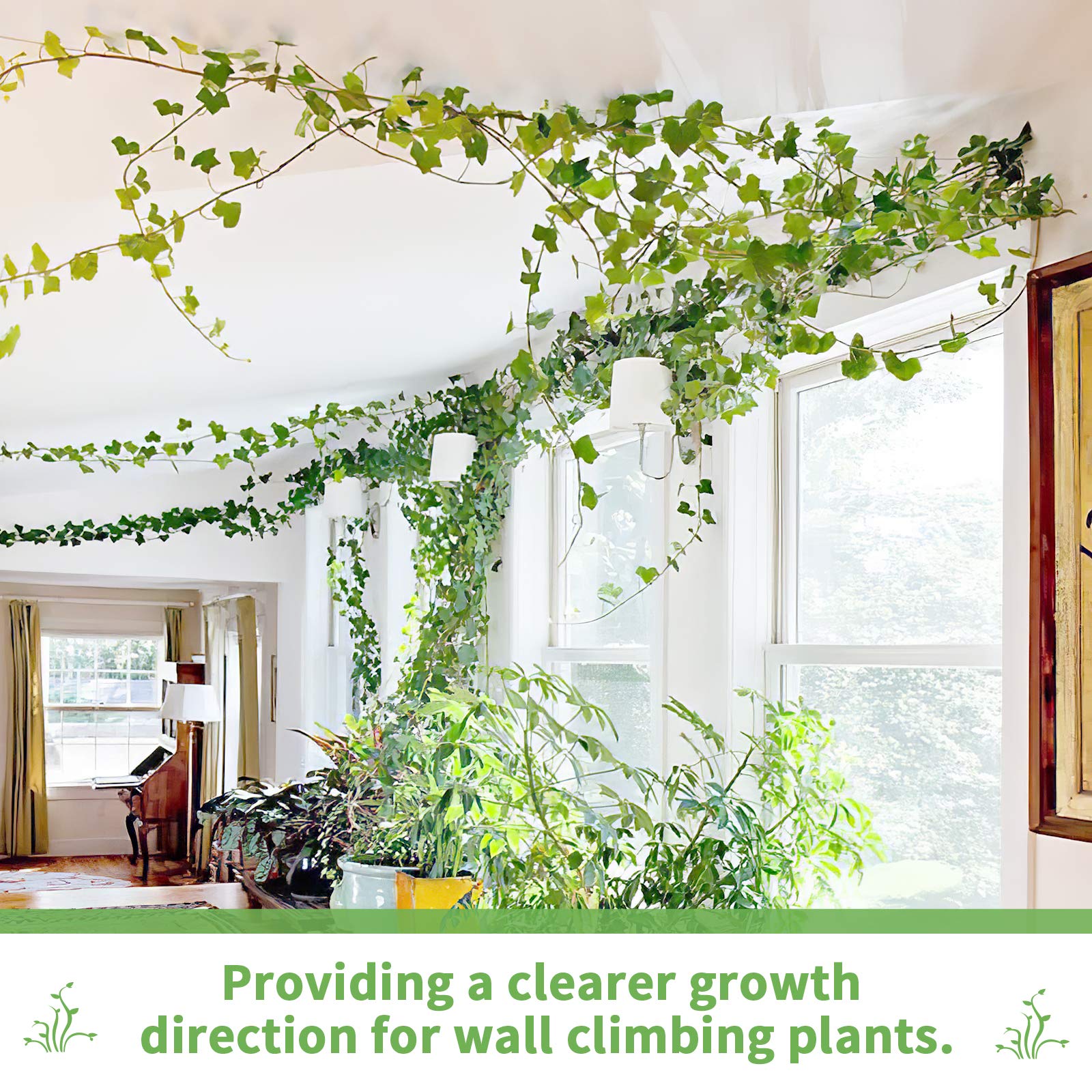 HASTHIP 20Pcs Wall Fixture Clips for Plant Climbing, Vine Plant Climbing Wall Fixer Self-Adhesive Hook, Wall Vines Fixture Wall Hook Vines Climbing Clip for Home