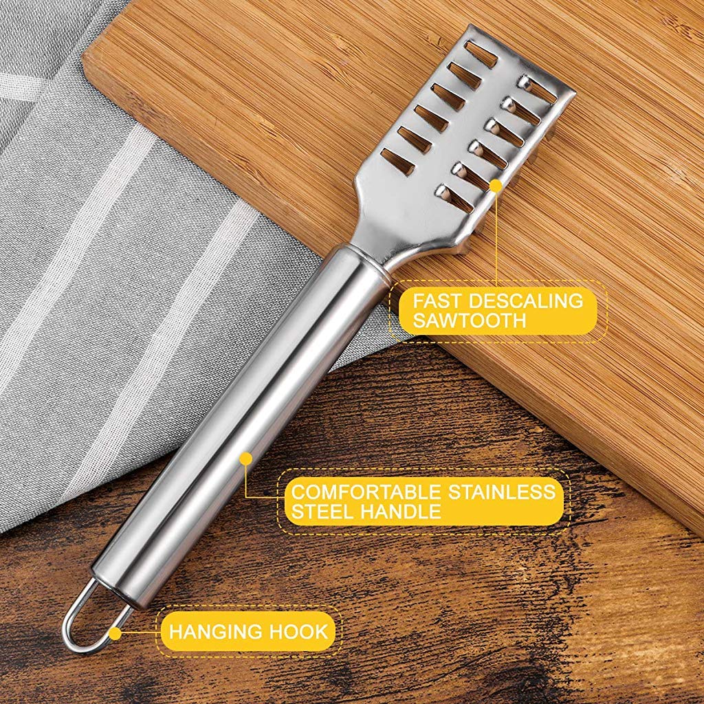 Supvox 2PCS Staineless Steel Living Fish Scale Shaver Fish Scale Scraper for Fast Cleaning Fish Skin
