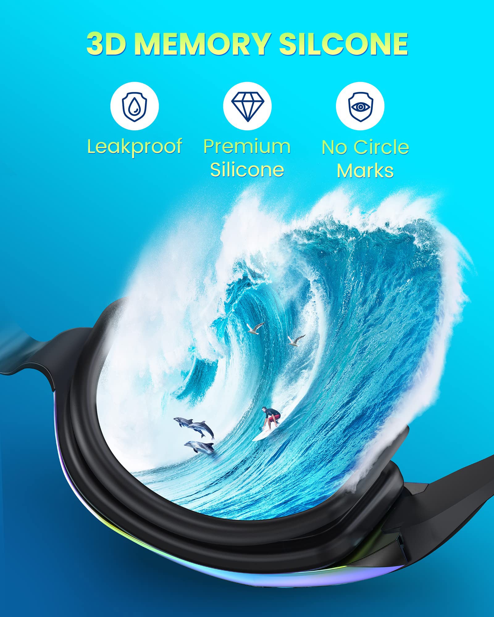 Proberos UV Protection Swimming Goggles for Adult Leakproof Anti-fog Swimming Goggles Adjustable Swim Goggles for Men Women, Black