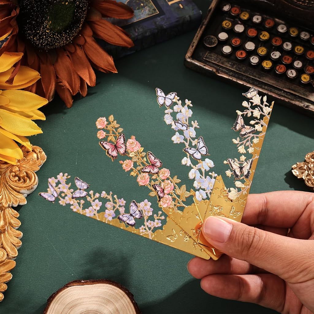 OFIFO® Floral Butterfly Metal Bookmark Set - 4 Durable Reading Markers for Book Lovers, Students & Readers of All Ages, Thoughtful Gift for Literary Enthusiasts