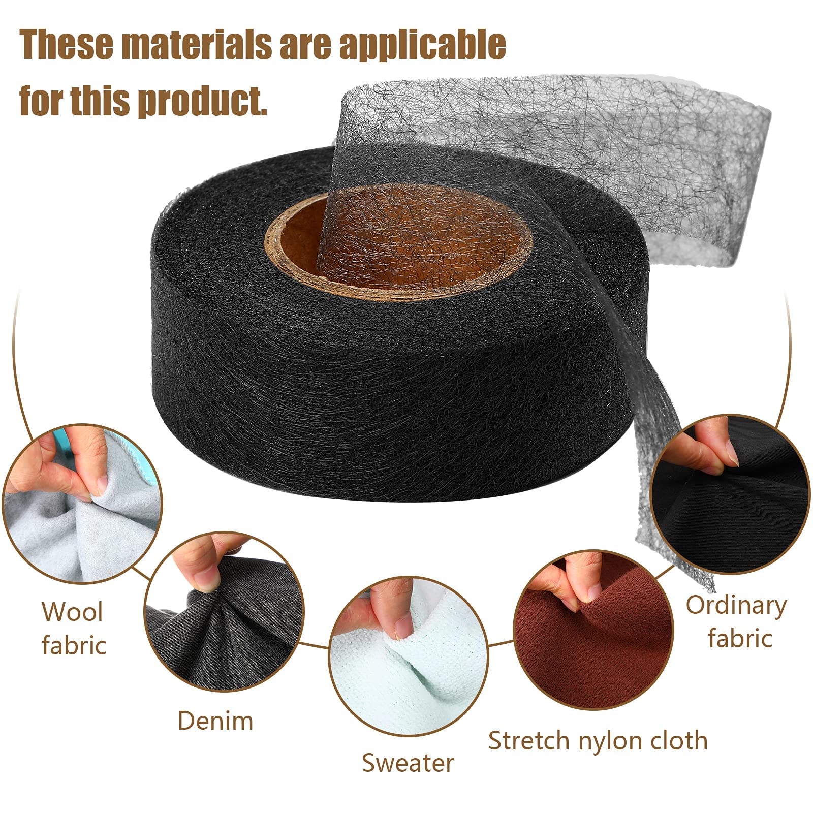 SANNIDHI Roll Fabric Fusing Tape Iron on Tape Double Adhesive Hem Tape,Iron on Hemming Tape for Pants Clothes Jeans, 3 by 5 Inch by 164 Feet