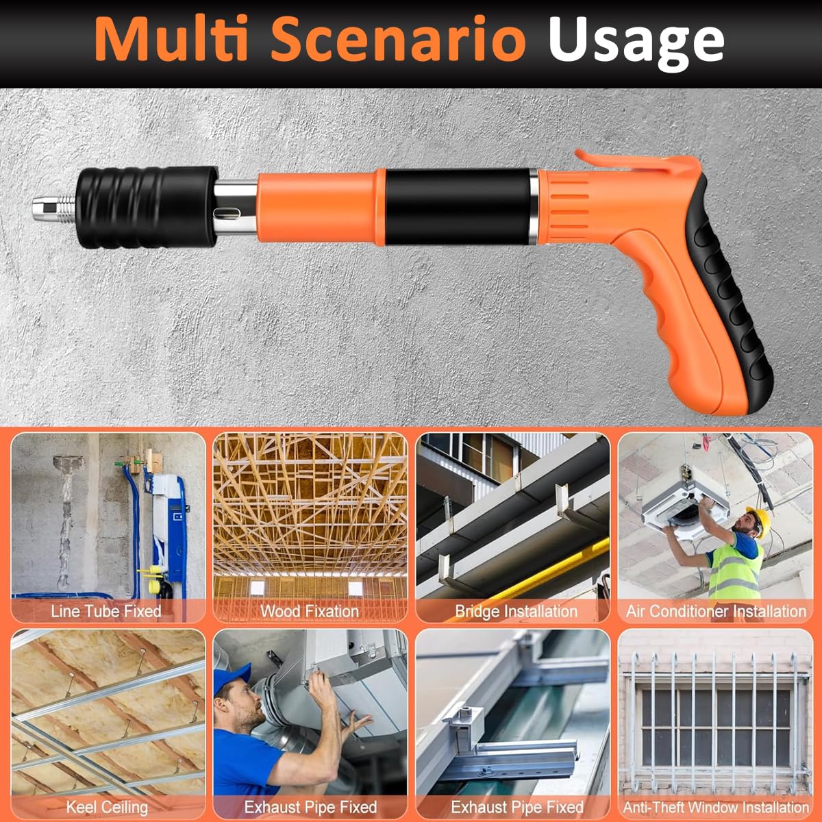 Serplex Concrete Manual Nail Gun Kit with 110Pcs Nails, Adjustable Driving Force Manual Steel Nail Gun Machine Fastening Tool, Wall Anchor Wire Slotting Device Household Woodworking