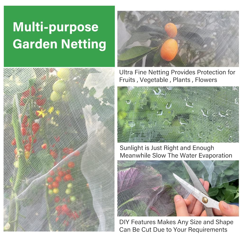 HASTHIP 2.5*5m Ultra Fine Garden Mesh Netting for Plant Protctive, Durable PE Plant Netting Cover for Protect Your Vegetables, Fruits, Flower & Trees, Greenhouse Cover Protection Mesh Net Covers