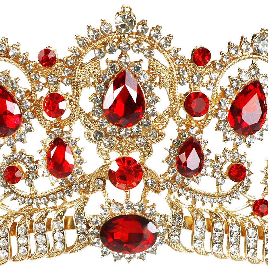 GUSTAVE Women Luxurious Crystal Rhinestone Bridal Princess Crown Headpieces Tiara Accessory with Comb for Girls