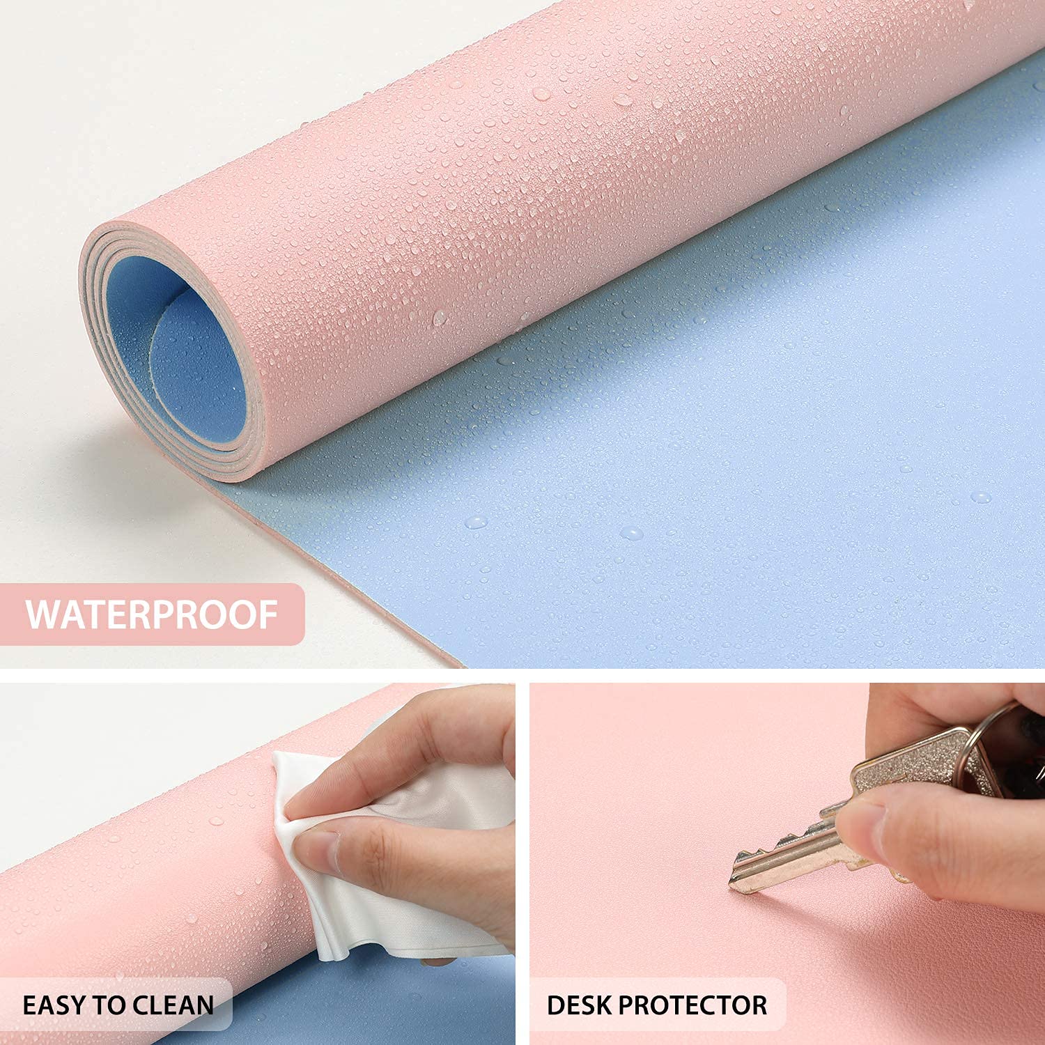 HASTHIP Mouse Pad Desk Pad Protector Mat - Dual Side PU Leather Desk Mat Waterproof Large Mouse Pad Work for Home/Office/Gaming