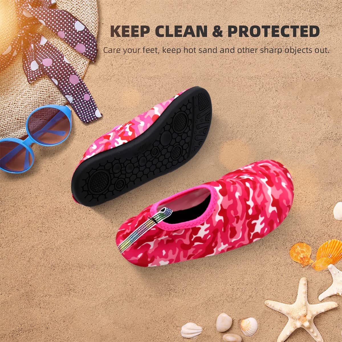 PALAY Water Shoes for Men Women, Quick Dry Barefoot Aqua Yoga Socks, Outdoor Thicken Anti-Slip TPR Rubber Sole Breathable Aqua Socks for Surfing Yoga Indoor Fitness(UK3-3.5)