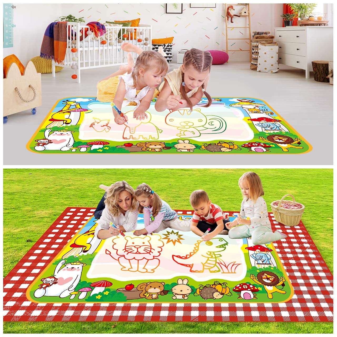 PATPAT Water Doodle Mat for Kids Aqua Magic Mat Large Water Drawing Mat 100x70cm for Kids Doodle Board for Toddlers Drawing Painting Mat Education Toddler Girl Toys Age 3 Gift