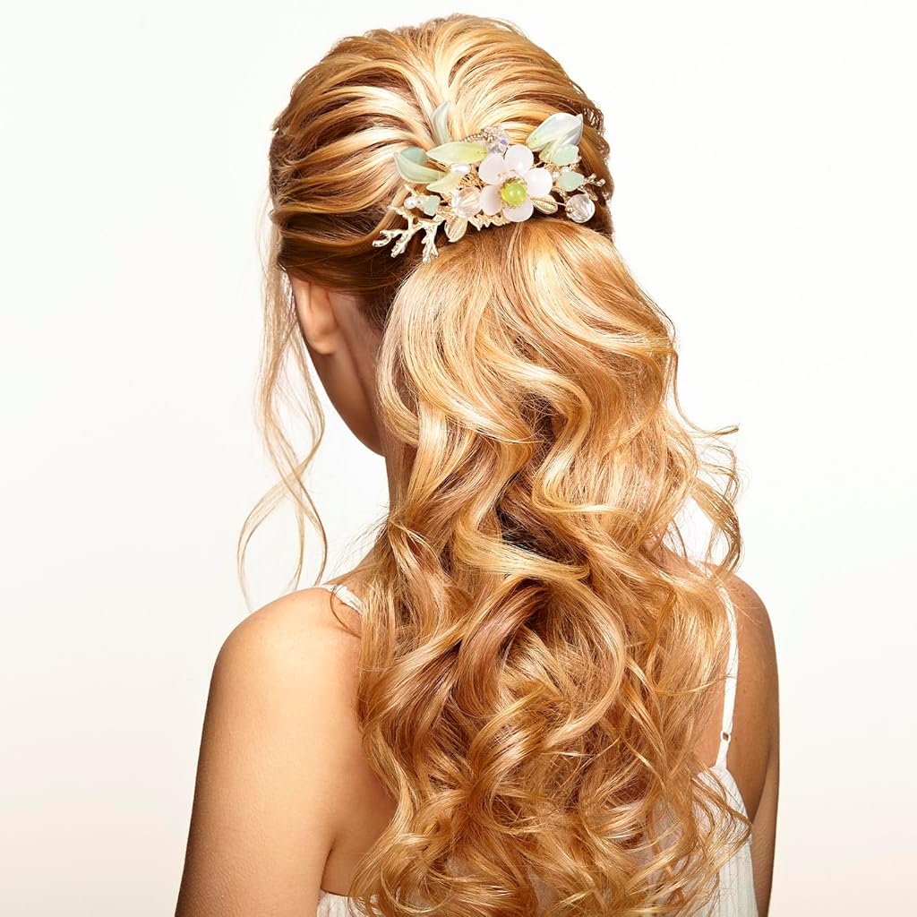 SANNIDHI® 6PCS Lily Flower Tassels Hairpin, Crystal Rhinestone Pearl Hair Clips Headpiece Retro Brides Valentines Hair Accessories Jewelry for Women Girls Updo Long Hairs