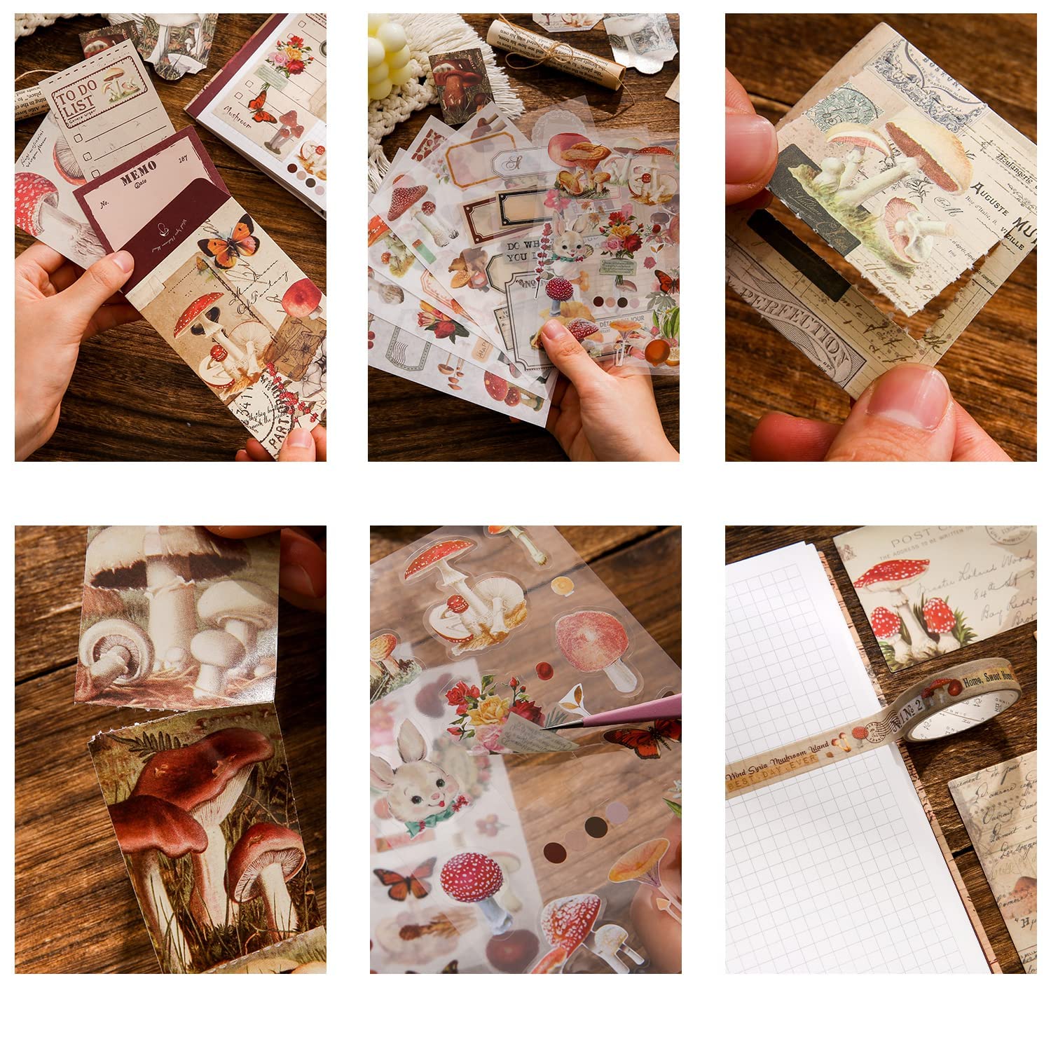 HASTHIP Vintage Scrapbook Sticker Washi Tape Scrapbook Gift Set Vintage Theme Washi Tape Set Aesthetic Decorative Sticker Set for Bullet Journal, Scrapbook, Junk Journal, DIY Craft, Wall Decor