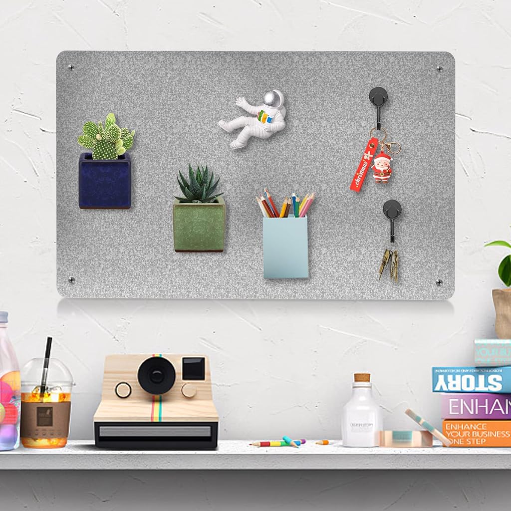 OFIFO® Stainless Steel Magnetic Board 43x30cm Wall Mounted Metal Memo Board for Home, Office, or Kitchen Organization & Display