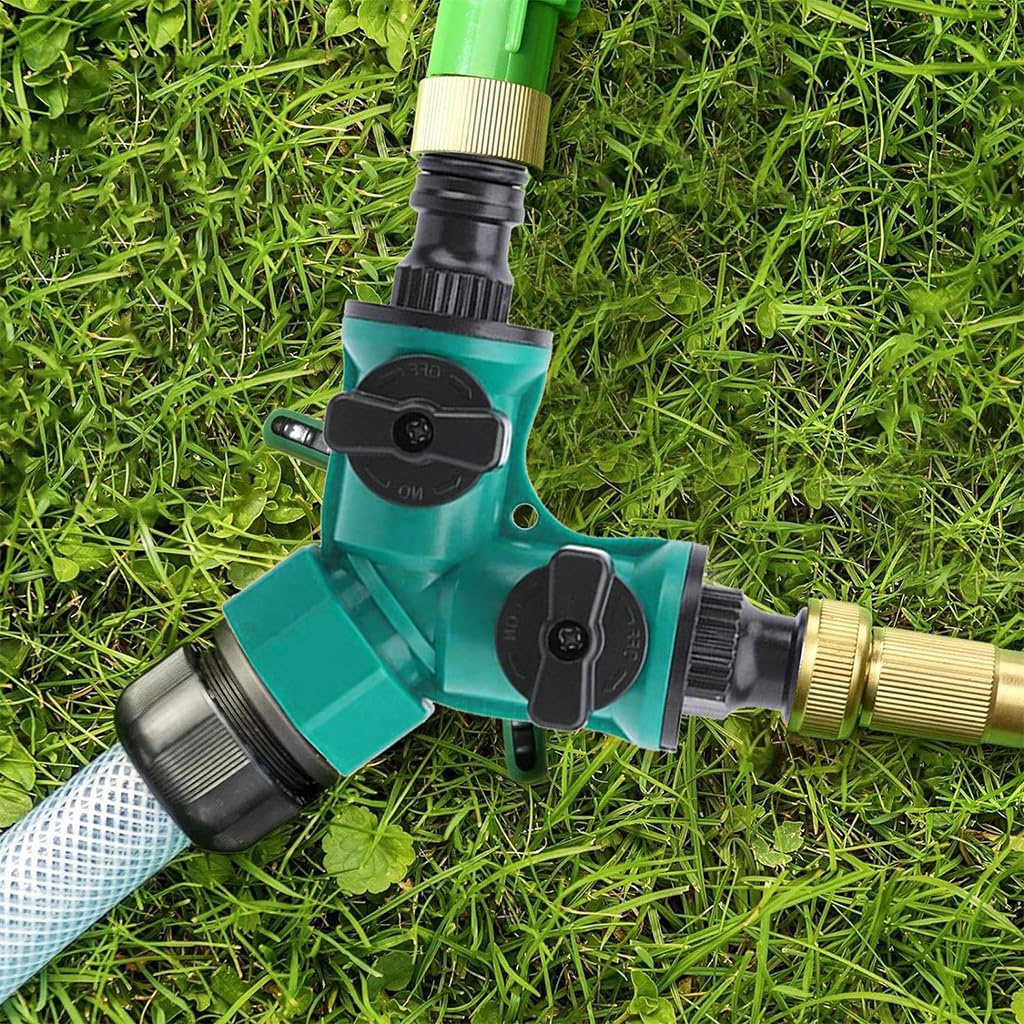 HASTHIP Splitter 2 Way for Tap and Splitter Garden Irrigation, ABS 3 Way Valve with Separate Switch, 3/4 inch and 1/2 inch Water Tap Connectors