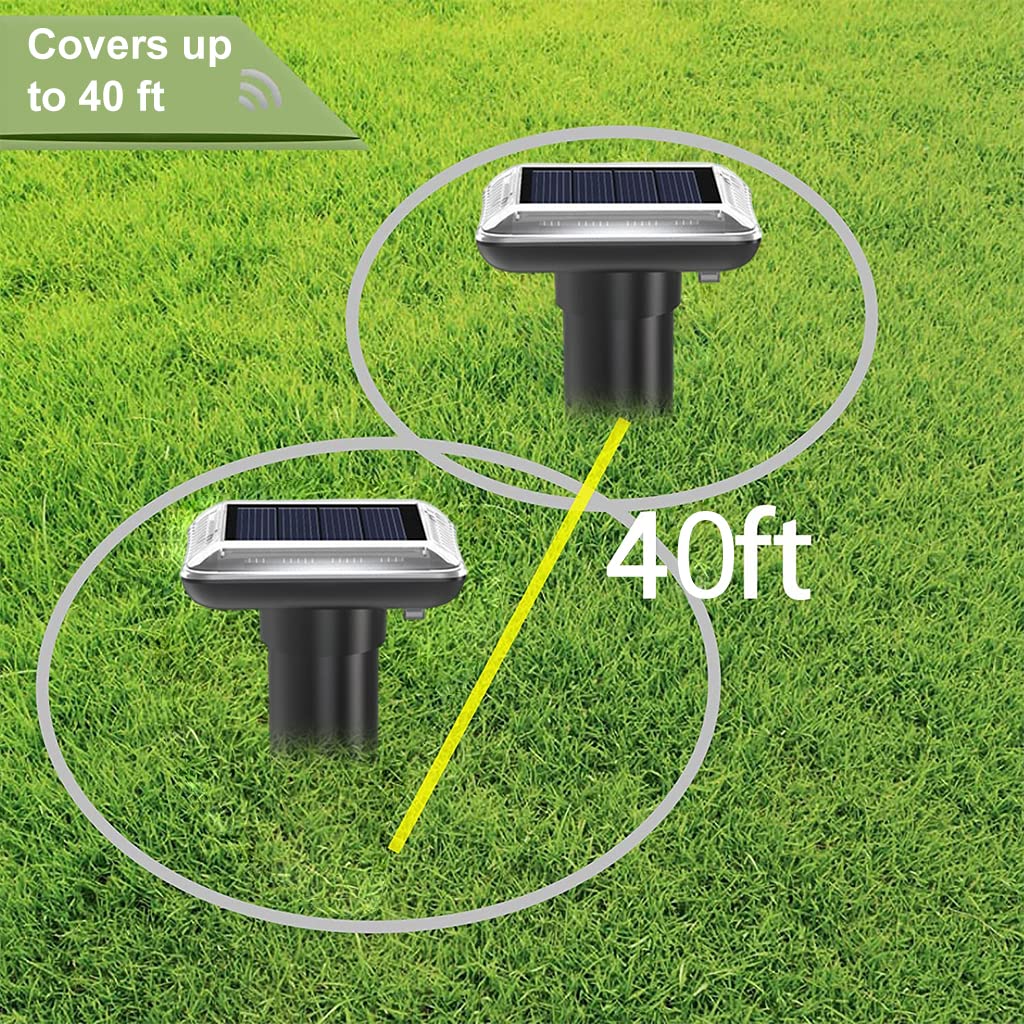 HASTHIP 2Pcs Solar Rat Repellent for Lawn Garden Outdoor, Waterproof Ultrasonic Pest Repeller Lizard Repellent Snake Repellent for Get Rid of Mole, Gopher, Snakes, Vole and Other Underground Pests