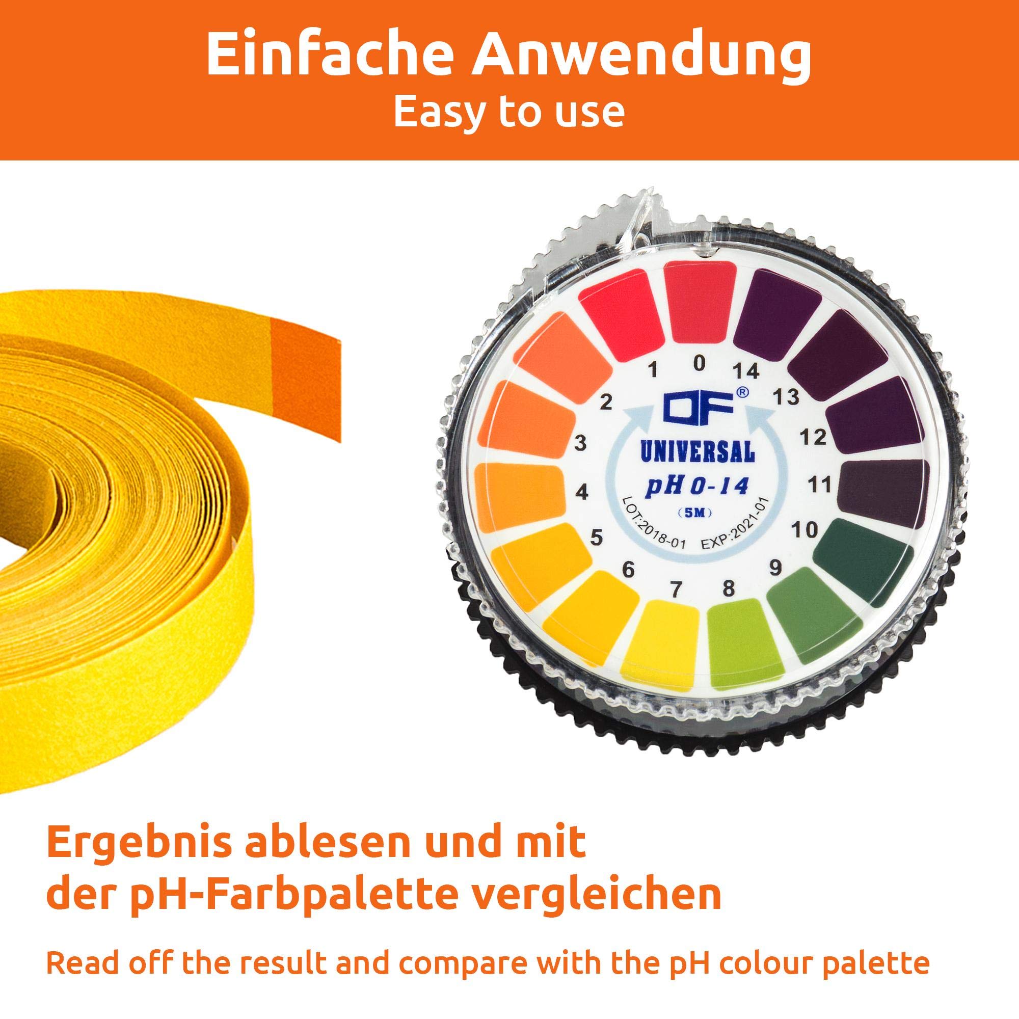 ZIBUYU pH Test Paper Roll pH Strips Indicator Litmus pH Paper Testing Strips Measure Full Range 0-14-pH for Soil and Water pH Testing Indicators pH Test Strip (5 Meter)