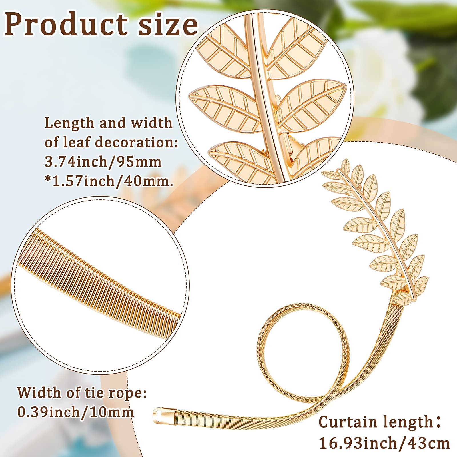 HASTHIP 2 Pack Curtain Tiebacks Curtain Holdbacks Adjustable Decorative Alloy Curtain Straps Curtain Clip Buckle (Gold)