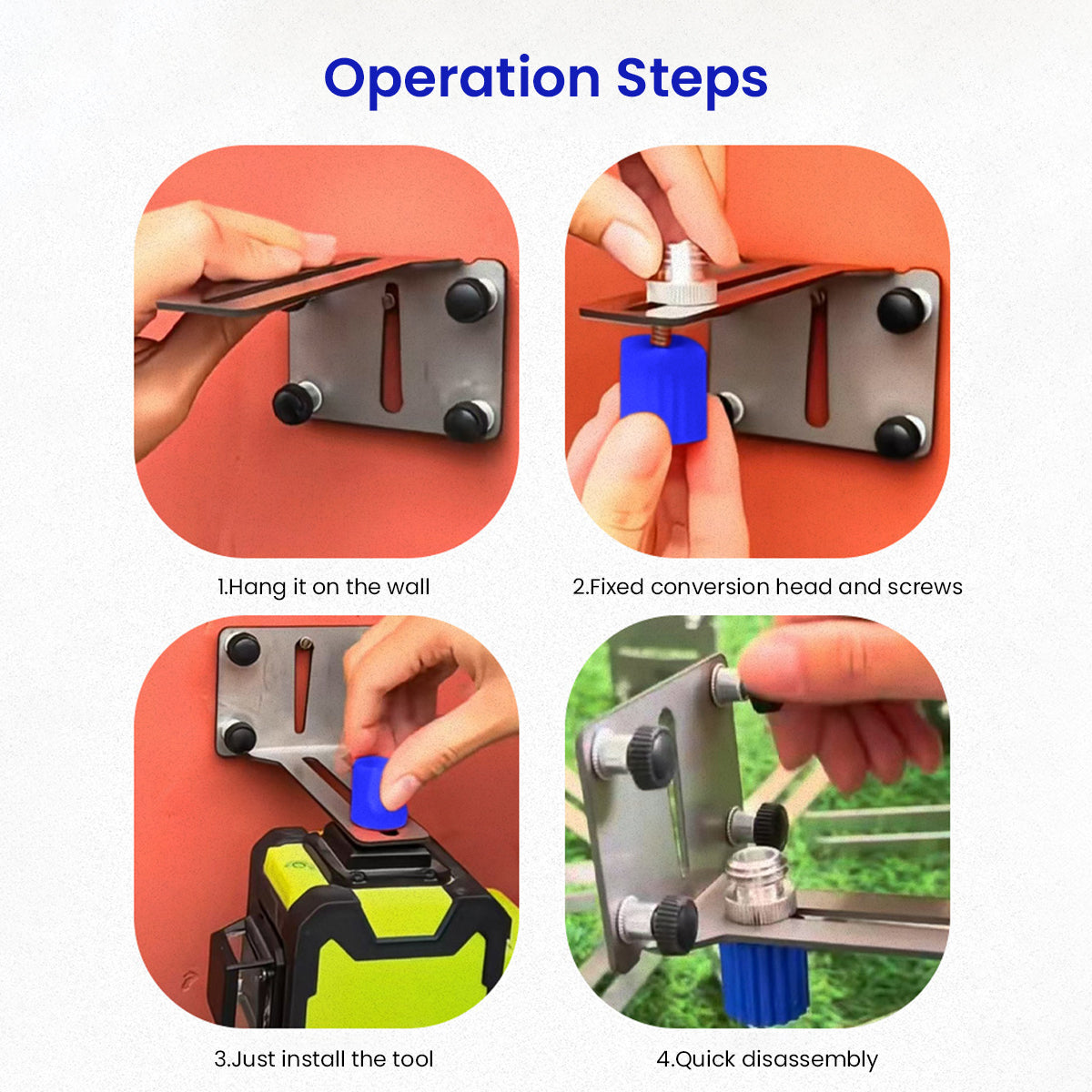 Serplex Adjustable Wall Bracket for Laser Level Stainless Steel Metal Bracket Wall Mount Holder for Line Laser Universal 1/4
