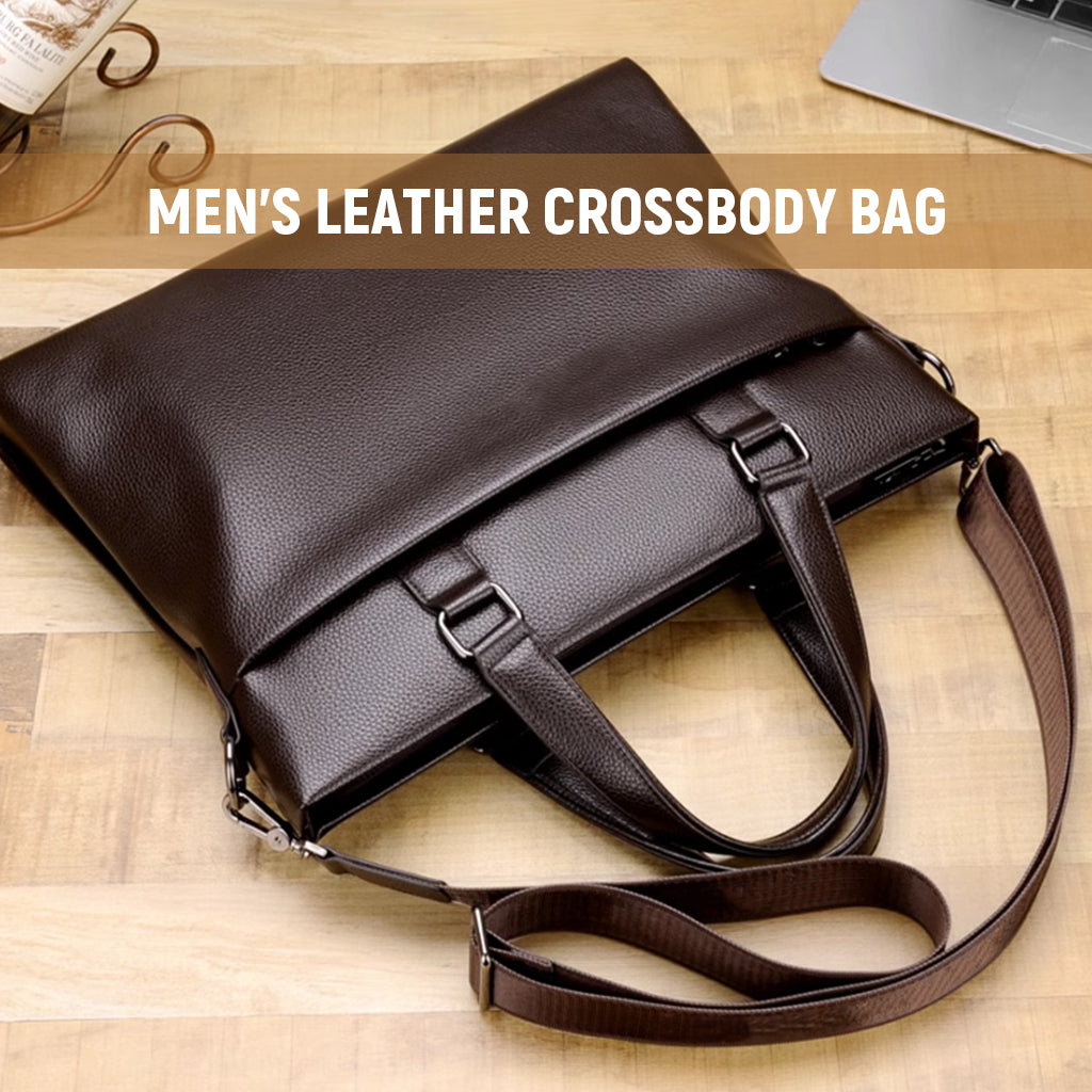GUSTAVE PU Messenger Bag for Men Inch Leather Mens Laptop Bag Computer Handbags Work Bag Crossbody Bag Office Vintage Brown