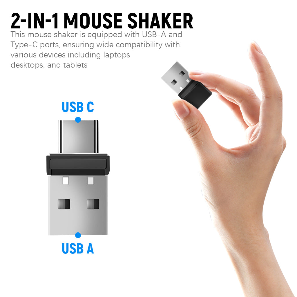 Verilux Mouse Jiggler 2 in 1 USB A and USB C Undetectable Mouse Mover, Automatic Mouse Shaker Automatic Mouse Wiggler Device, Driver-Free Mouse Movement Simulator Keeps Computer/Laptop Awake