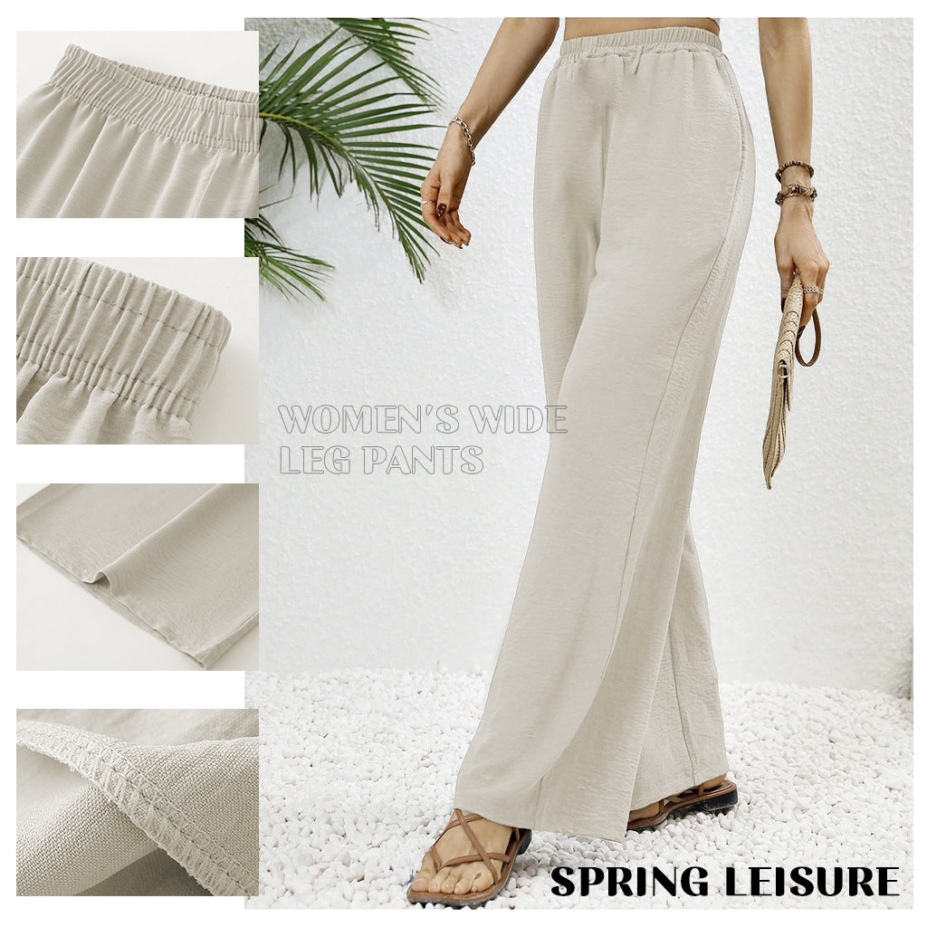 SANNIDHI Women's High Waisted Wide Leg Pants, Wide Leg Palazzo Pants for Women Elastic Business Causal Pants Women Summer for Beach Travel Loose Trousers